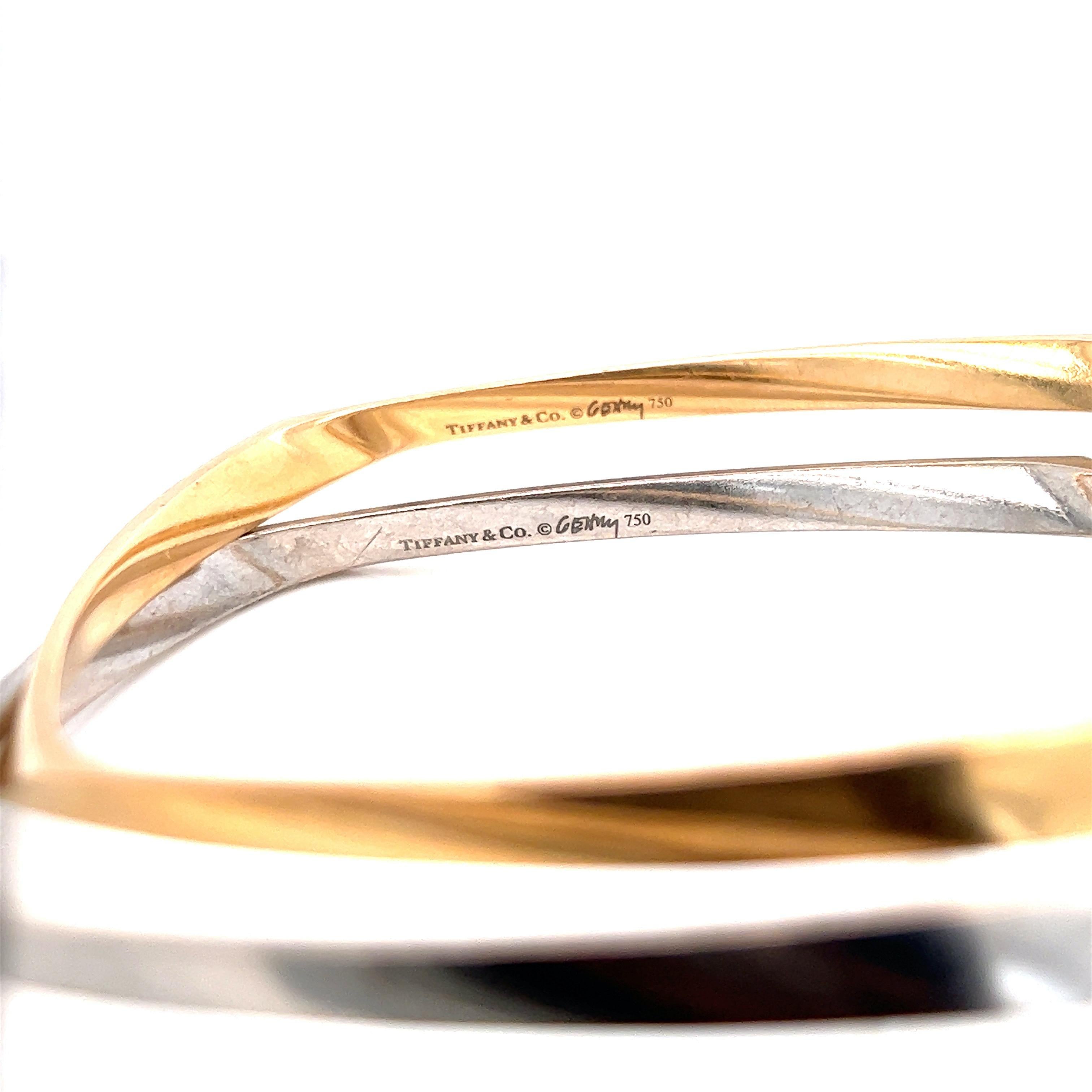 Frank Gehry for Tiffany & Co. Torque White & Yellow Gold Bangles In Excellent Condition In New York, NY