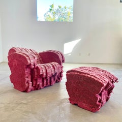 Sedia e ottomana in cartone 'Little Beaver' di Frank Gehry per Vitra, 1987 USA