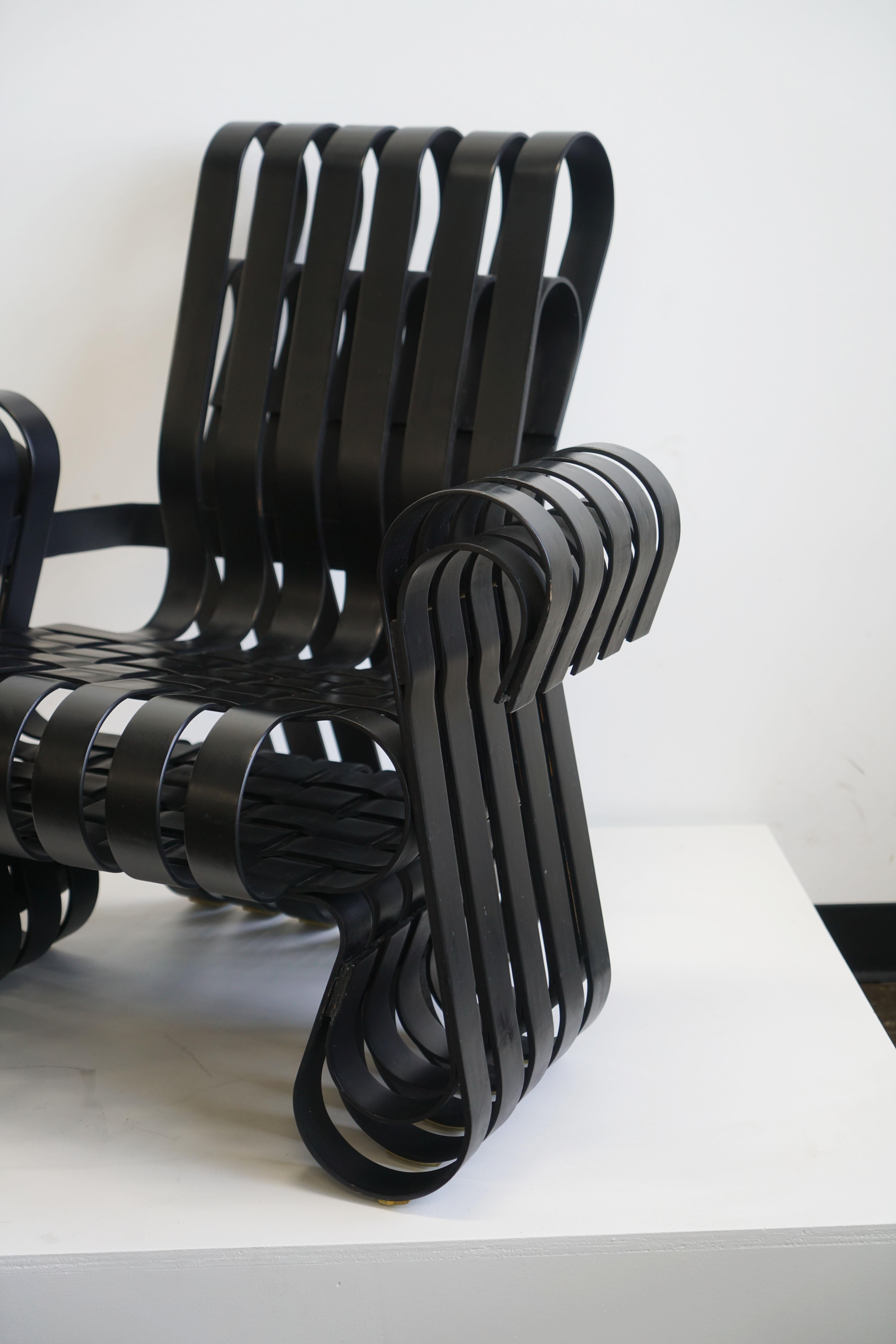 Post-Modern Frank Gehry Power Play Chair for Knoll, Black Lacquered For Sale