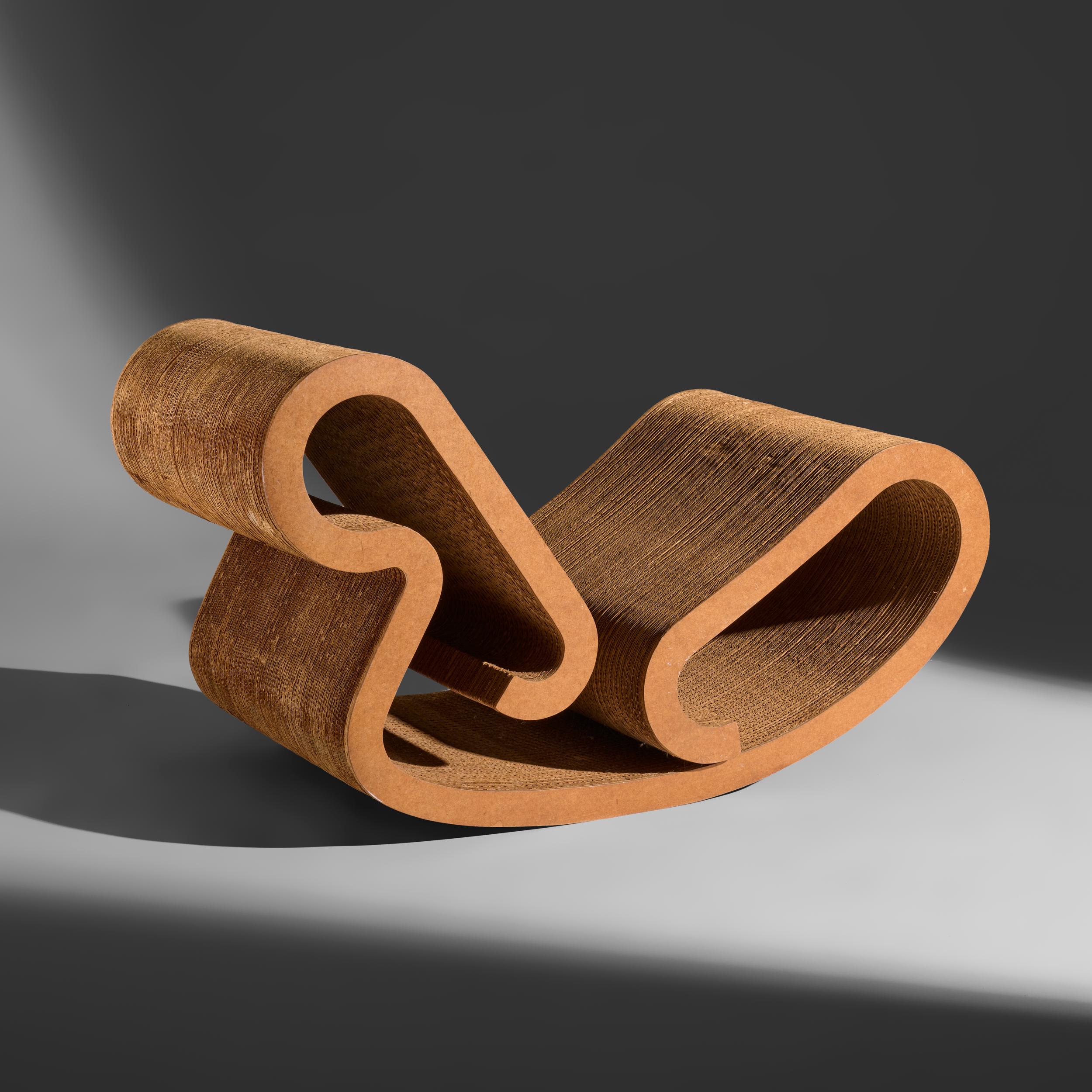 Mid-Century Modern Frank Gehry Rocking chaise lounge chair for Easy Edges, Inc. Canada/USA, 1972