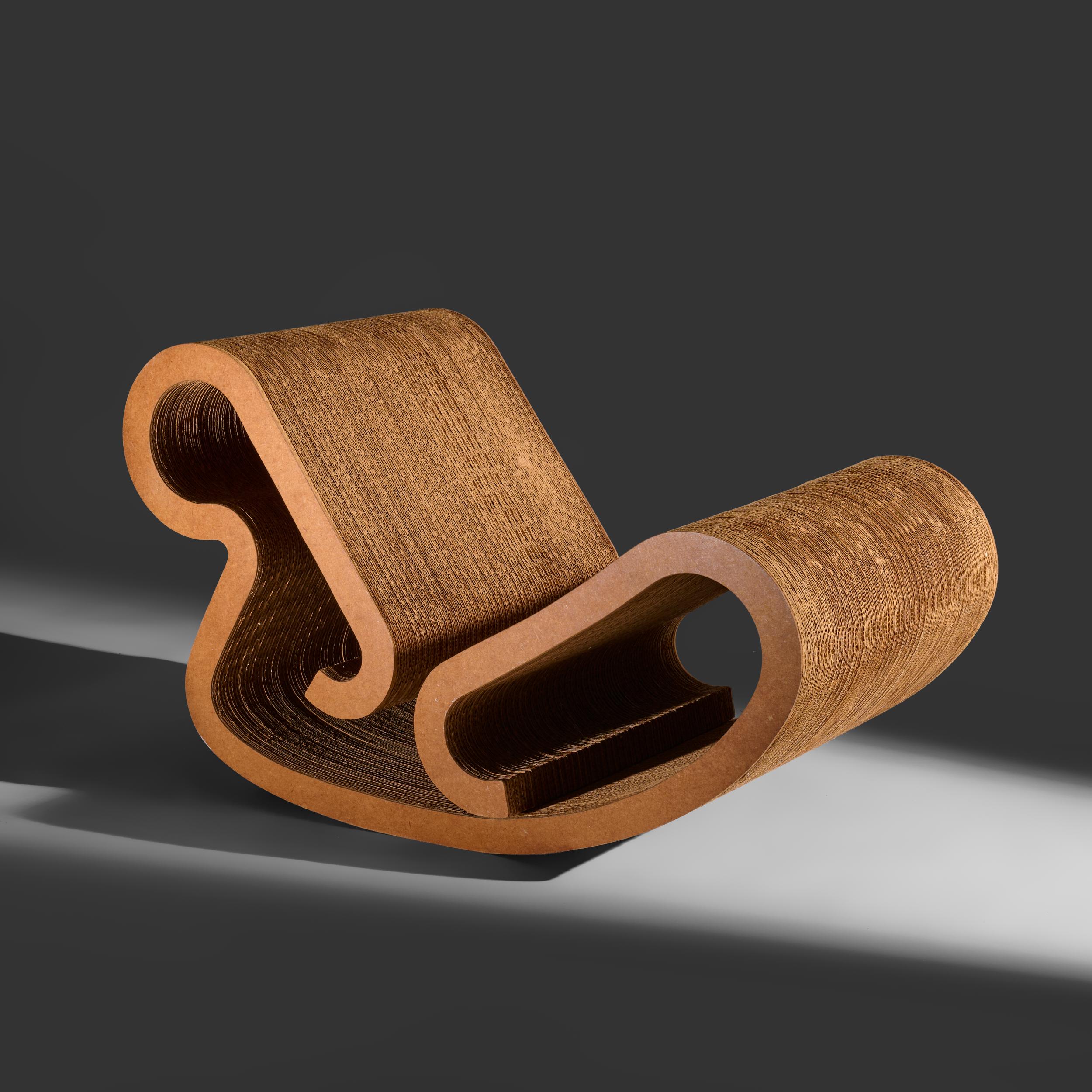 American Frank Gehry Rocking chaise lounge chair for Easy Edges, Inc. Canada/USA, 1972