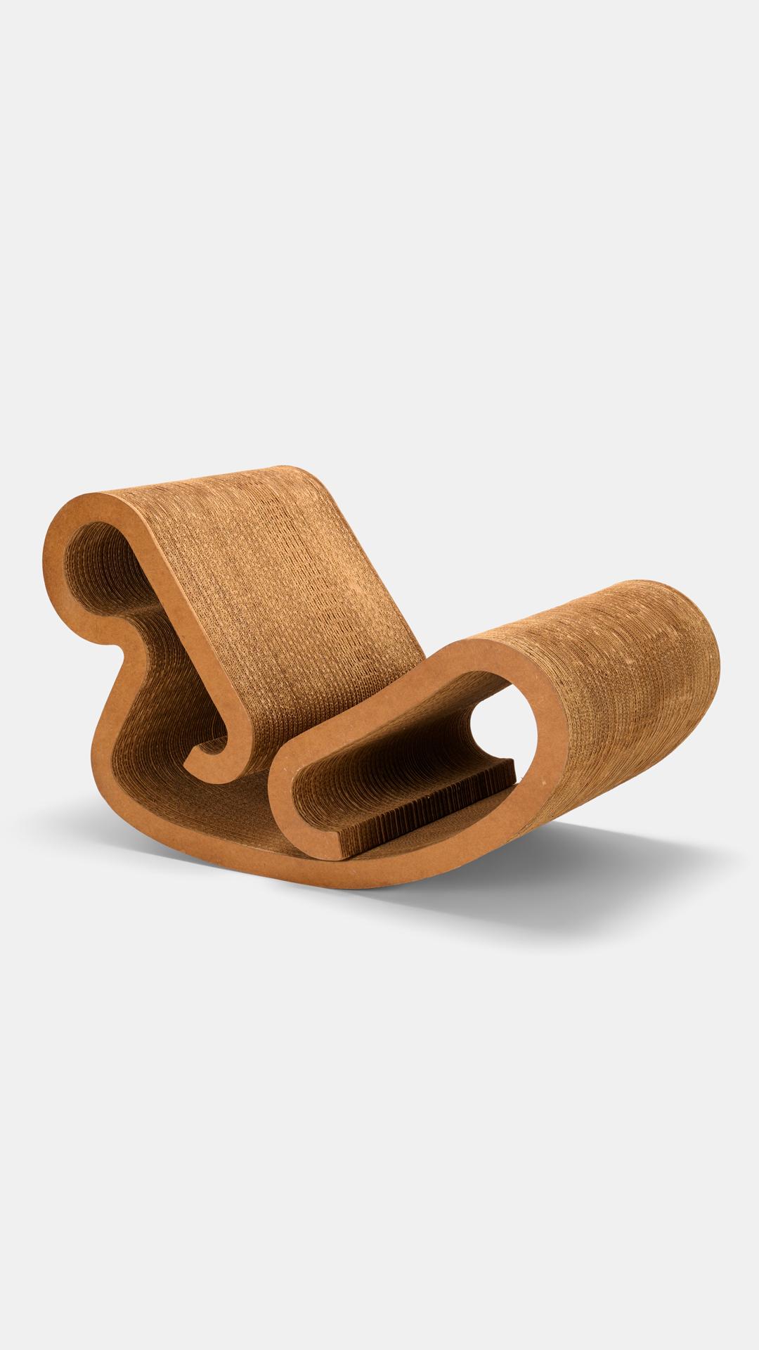 Laminated Frank Gehry Rocking chaise lounge chair for Easy Edges, Inc. Canada/USA, 1972