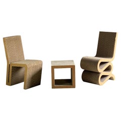 Frank Gehry Wiggle Chair, Side Chair & Side Table or Stool Designed in 1972