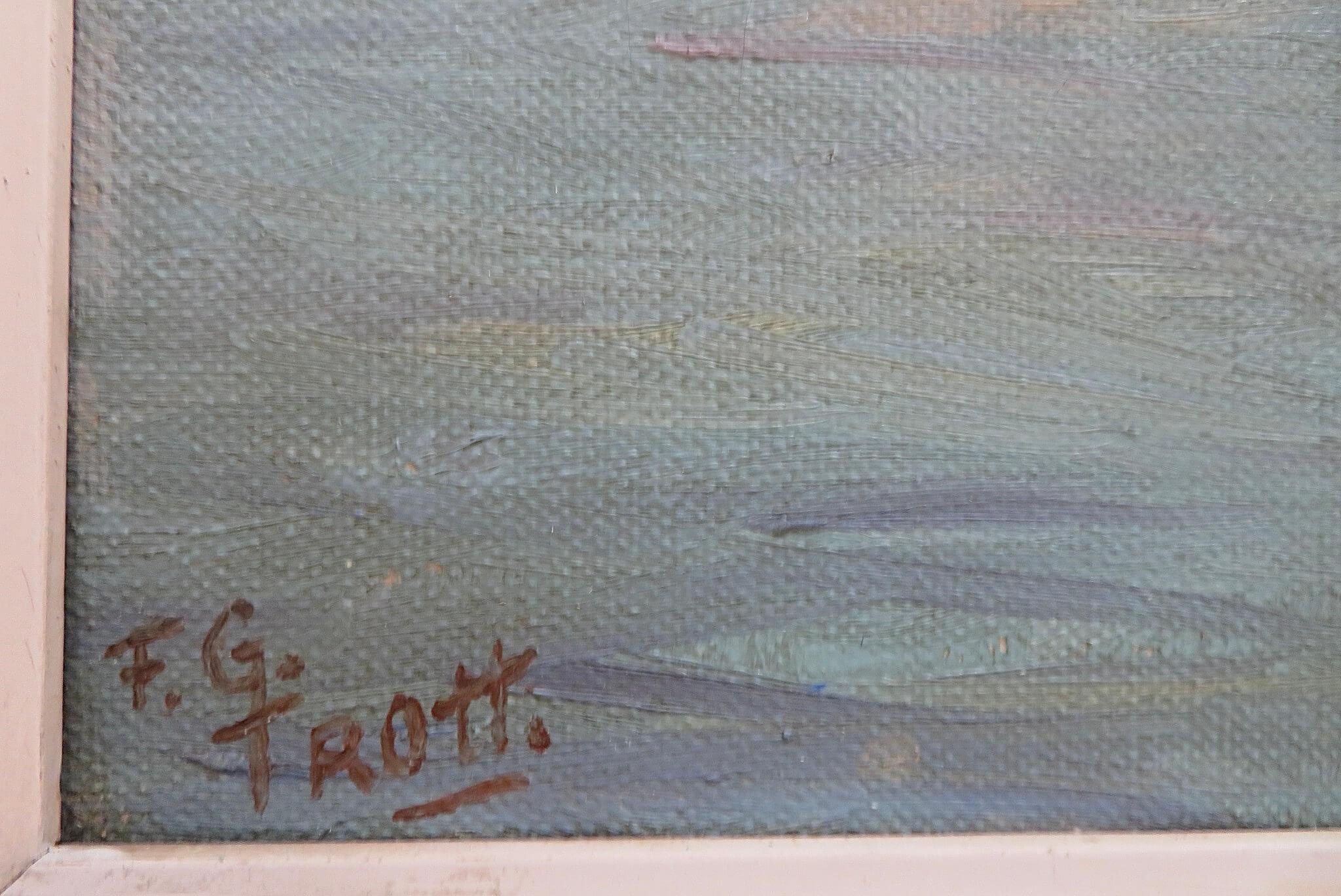 Originale dipinto ad olio della metà del secolo scorso, C.C. 1950, di Marin BRIXHAM HARBOUR DEVON - Painting Postimpressionismo di Frank George Trott
