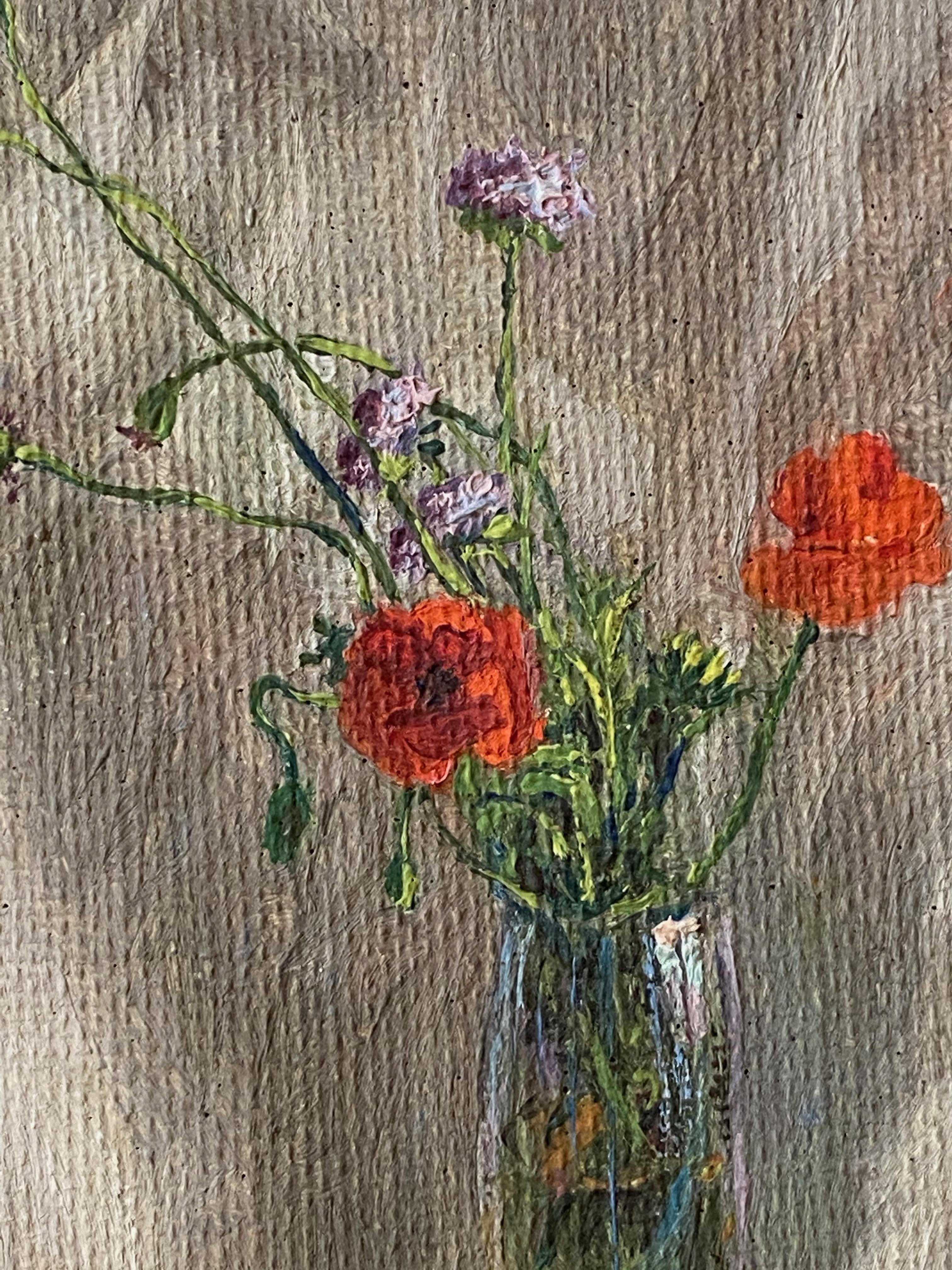 Frank Gervasi 1920s Poppy Floral Painting In Good Condition In Garnerville, NY