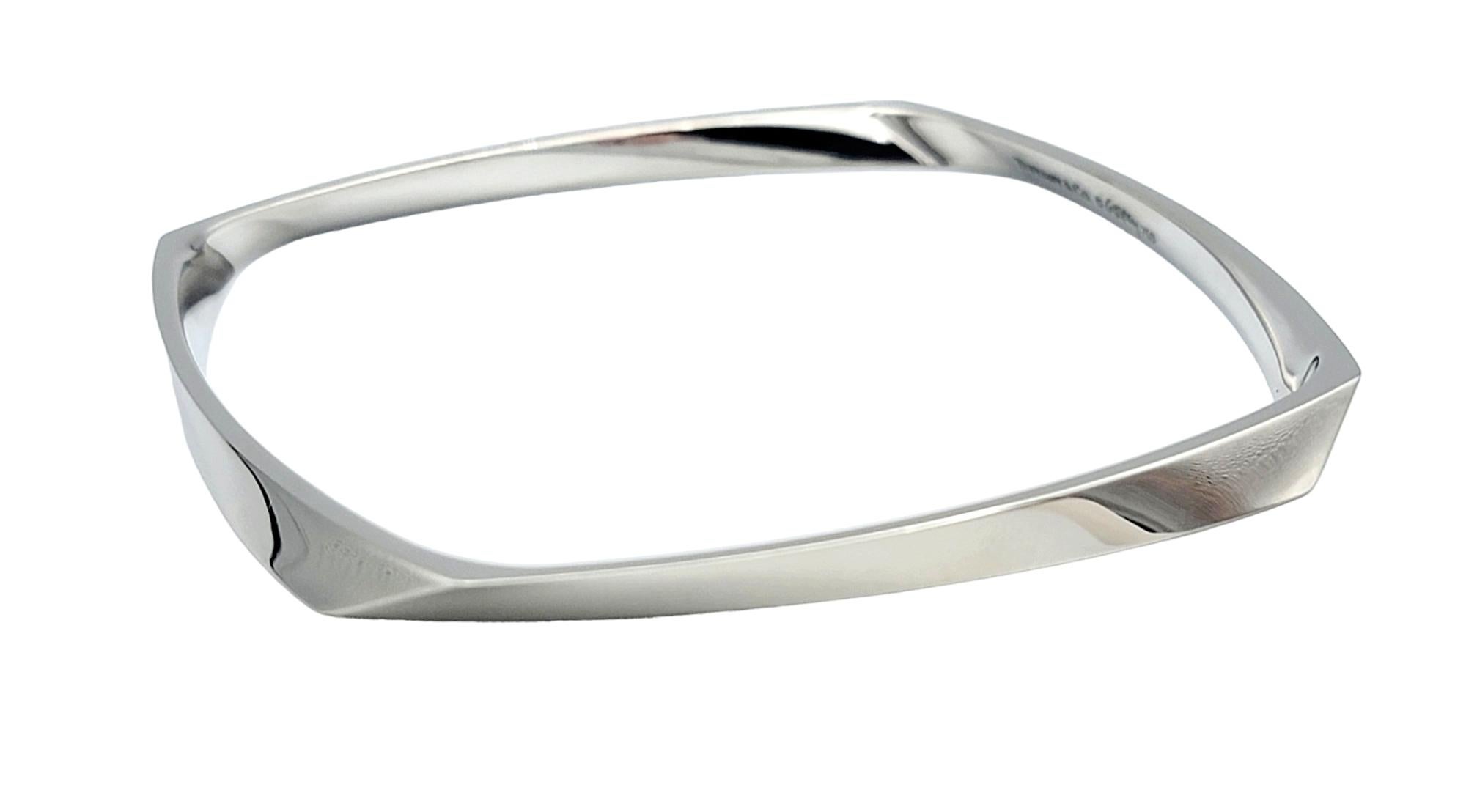 Contemporary Frank Ghery for Tiffany & Co. Squared Twist Bangle Bracelet 18 Karat White Gold For Sale
