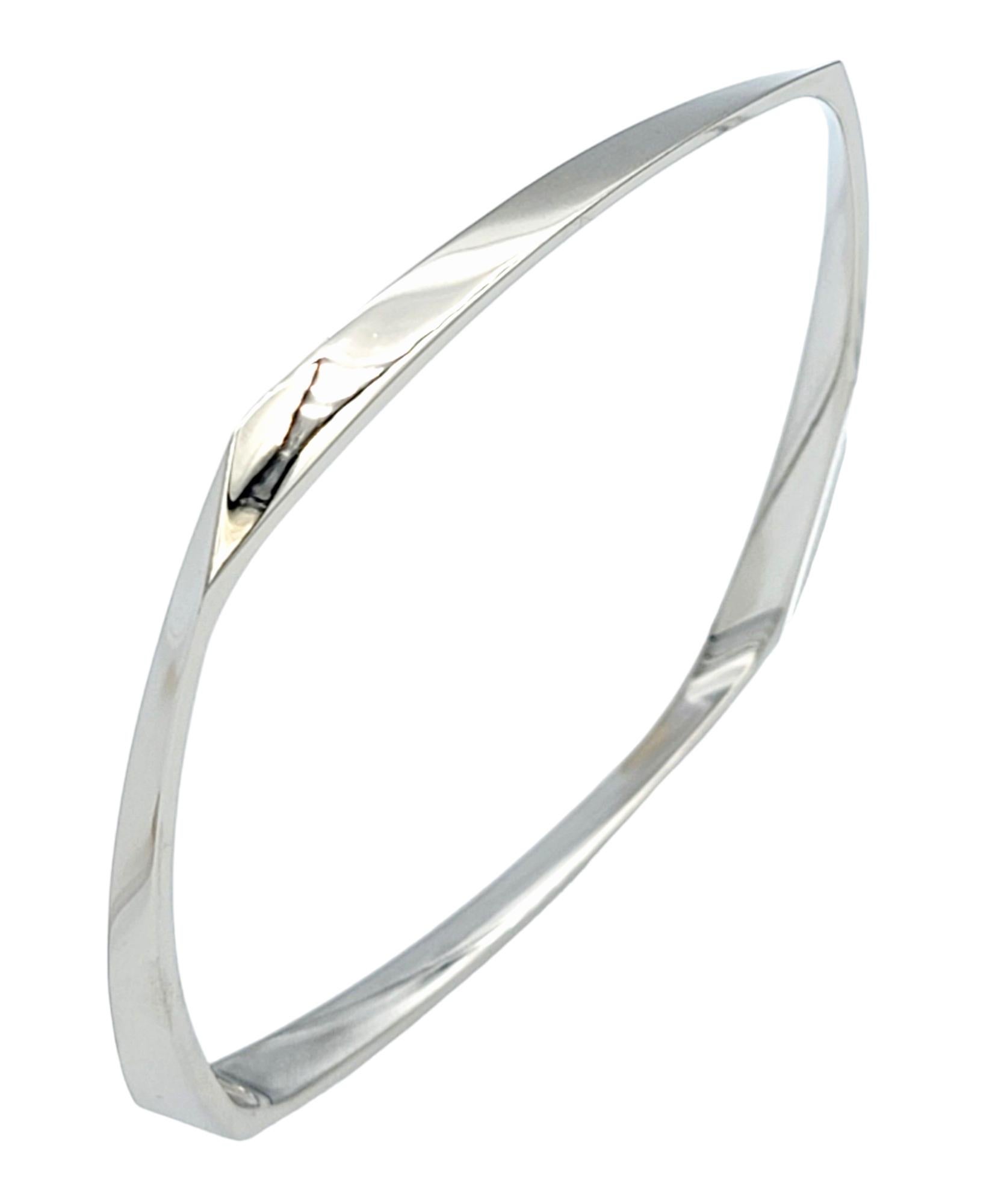 Frank Ghery for Tiffany & Co. Squared Twist Bangle Bracelet 18 Karat White Gold In Excellent Condition For Sale In Scottsdale, AZ