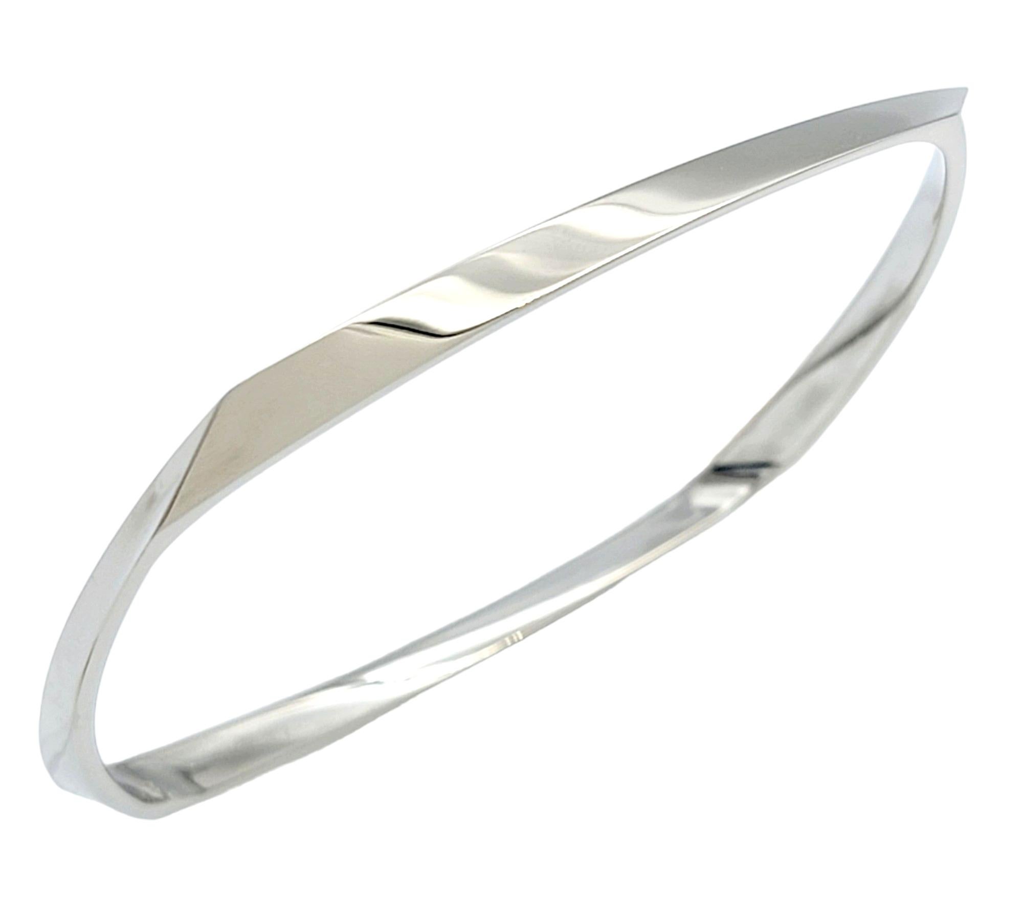 Frank Ghery for Tiffany & Co. Squared Twist Bangle Bracelet 18 Karat White Gold In Excellent Condition For Sale In Scottsdale, AZ