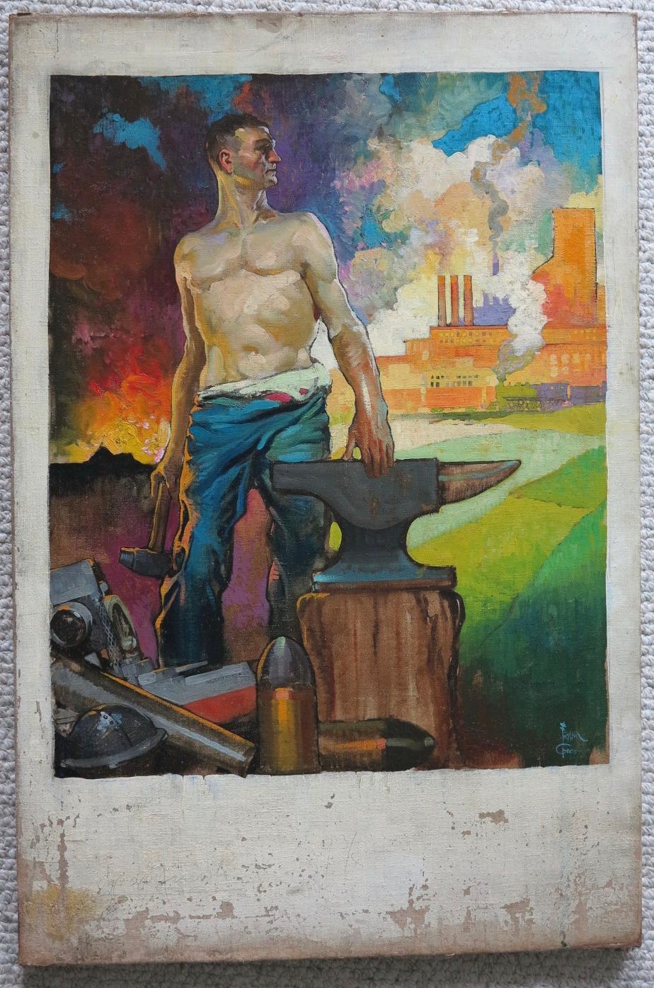 Allegory of Defense Industry (figurative male illustration) For Sale 1