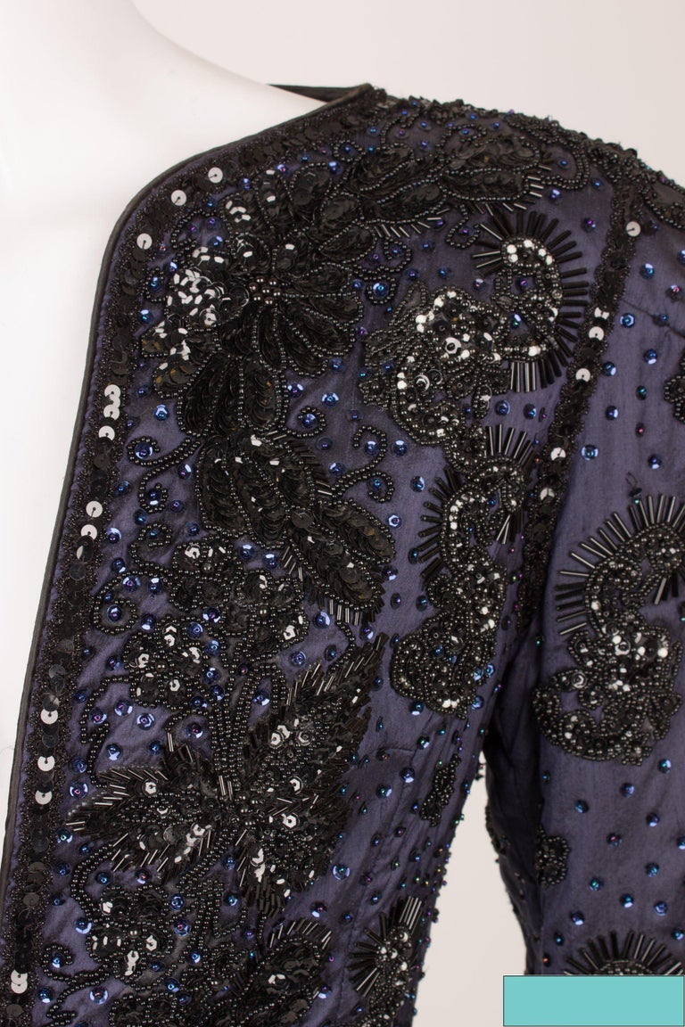 Frank Govers Sequin Jacket Vintage - dark blue/black For Sale at 1stDibs