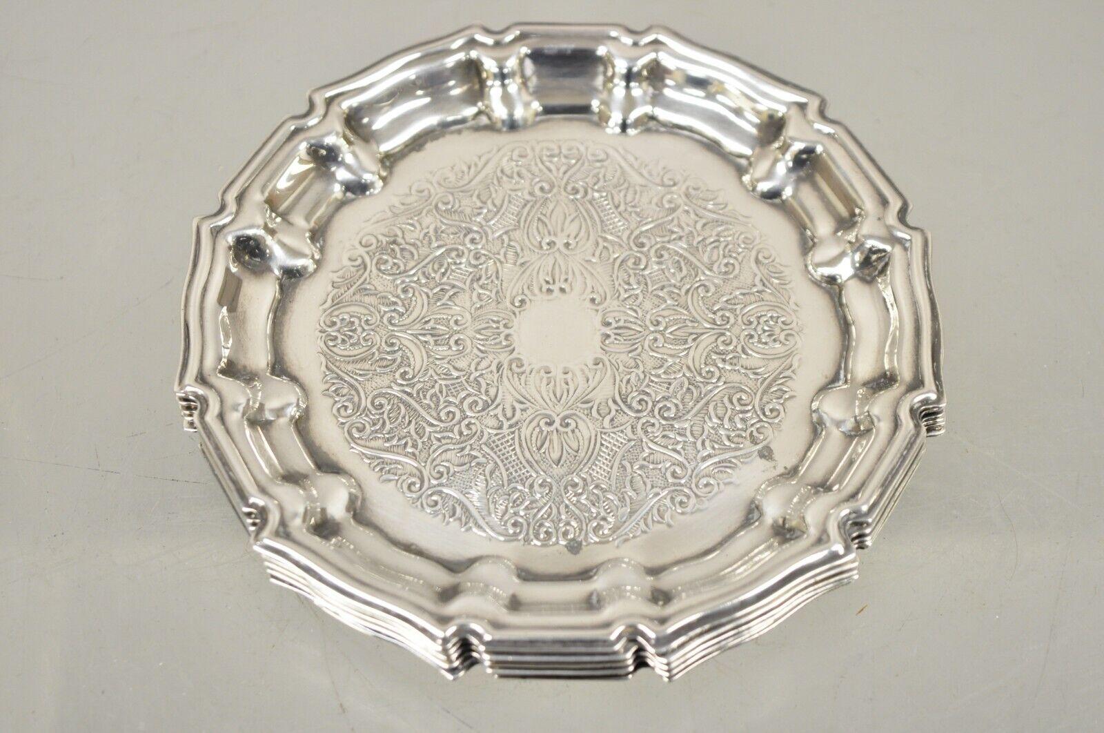 Victorian Frank Hawker England Silverplate Ornate Wine Coaster Tray Dish, Set of 6 For Sale