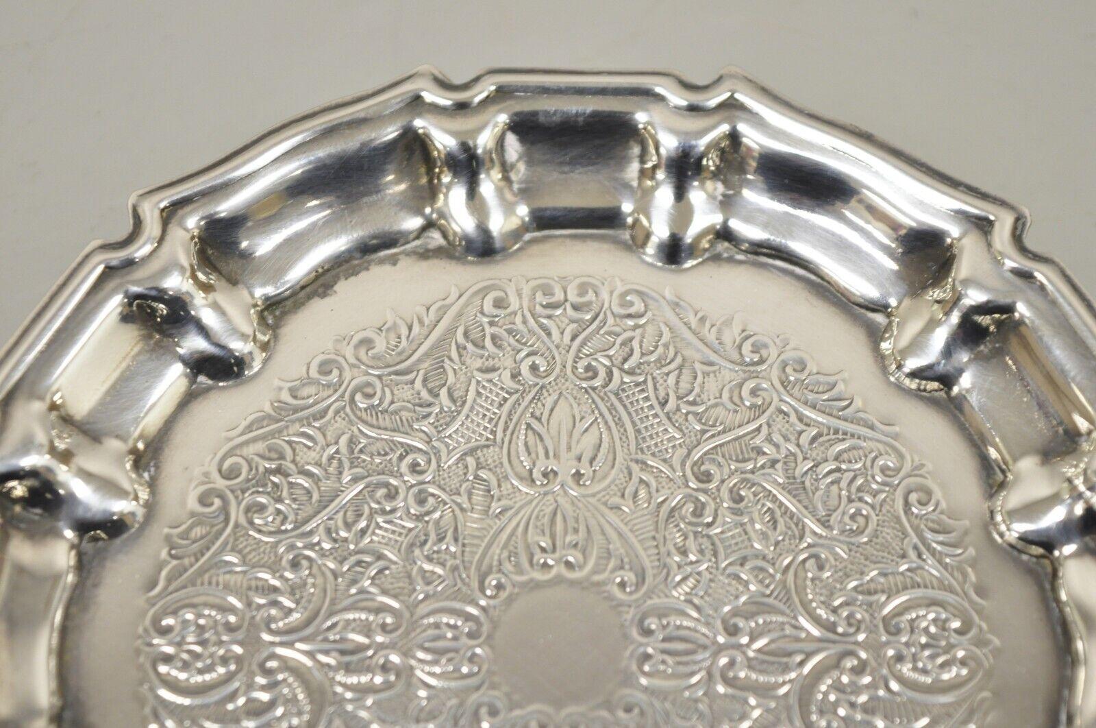 Frank Hawker England Silverplate Ornate Wine Coaster Tray Dish, Set of 6 In Good Condition For Sale In Philadelphia, PA
