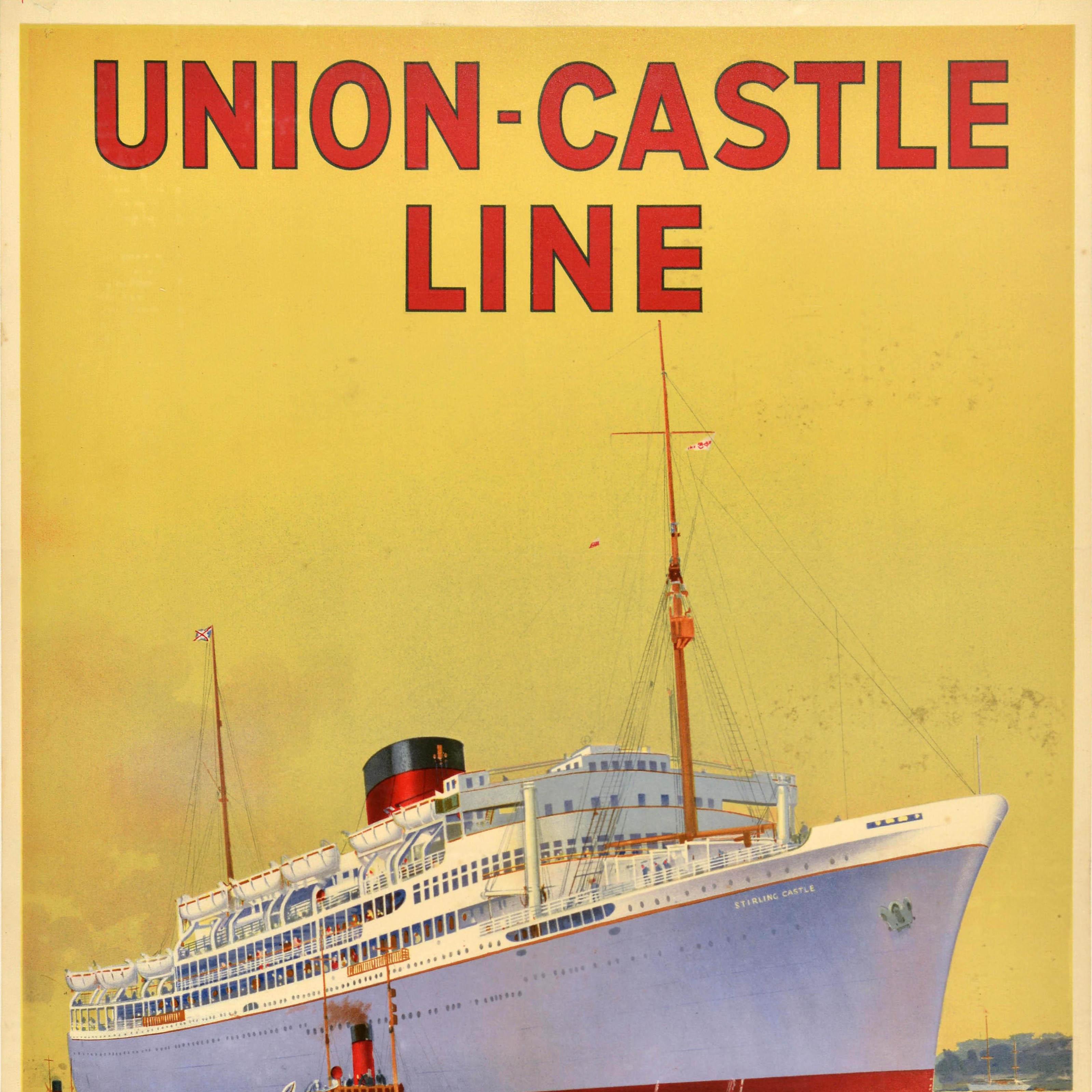 Original Vintage Kreuzfahrt-Reiseplakat Union Castle Line Süd- und Ostafrika (Orange), Print, von Frank Henry Mason
