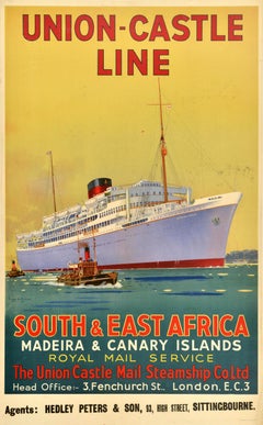 Original Vintage Cruise Travel Poster Union Castle Line South and East Africa