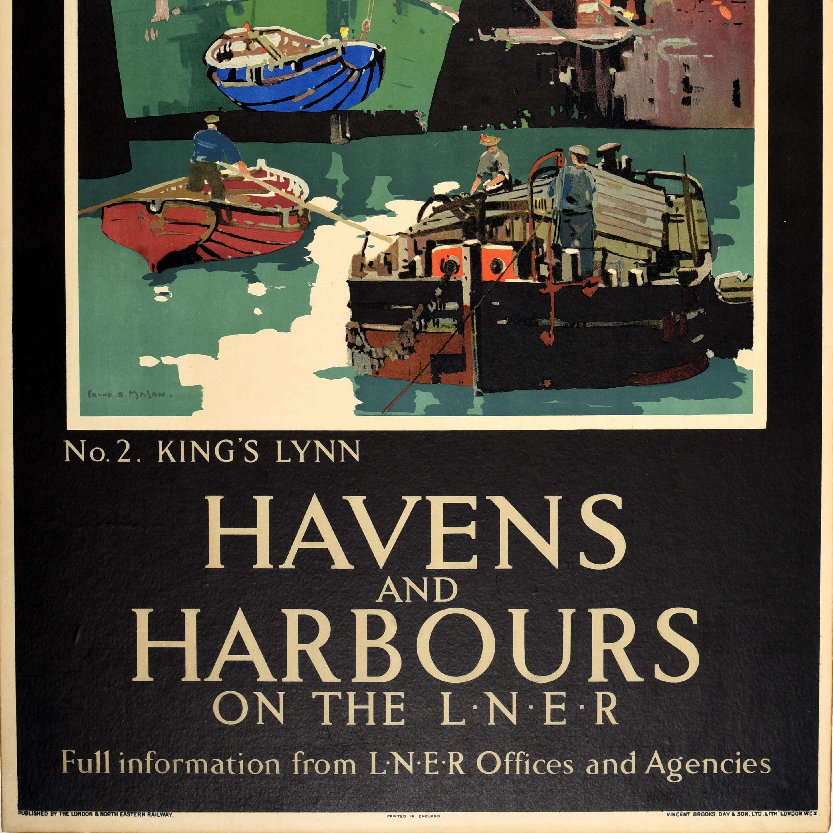 Original Vintage LNER Train Travel Poster Kings Lynn Norfolk Havens And Harbours For Sale 1