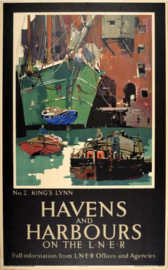 Affiche vintage originale de voyage LNER Kings Lynn Norfolk Havens And Harbours