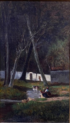 Frank H. Shapleigh, American  dated 1874.  Landscape with African Americans