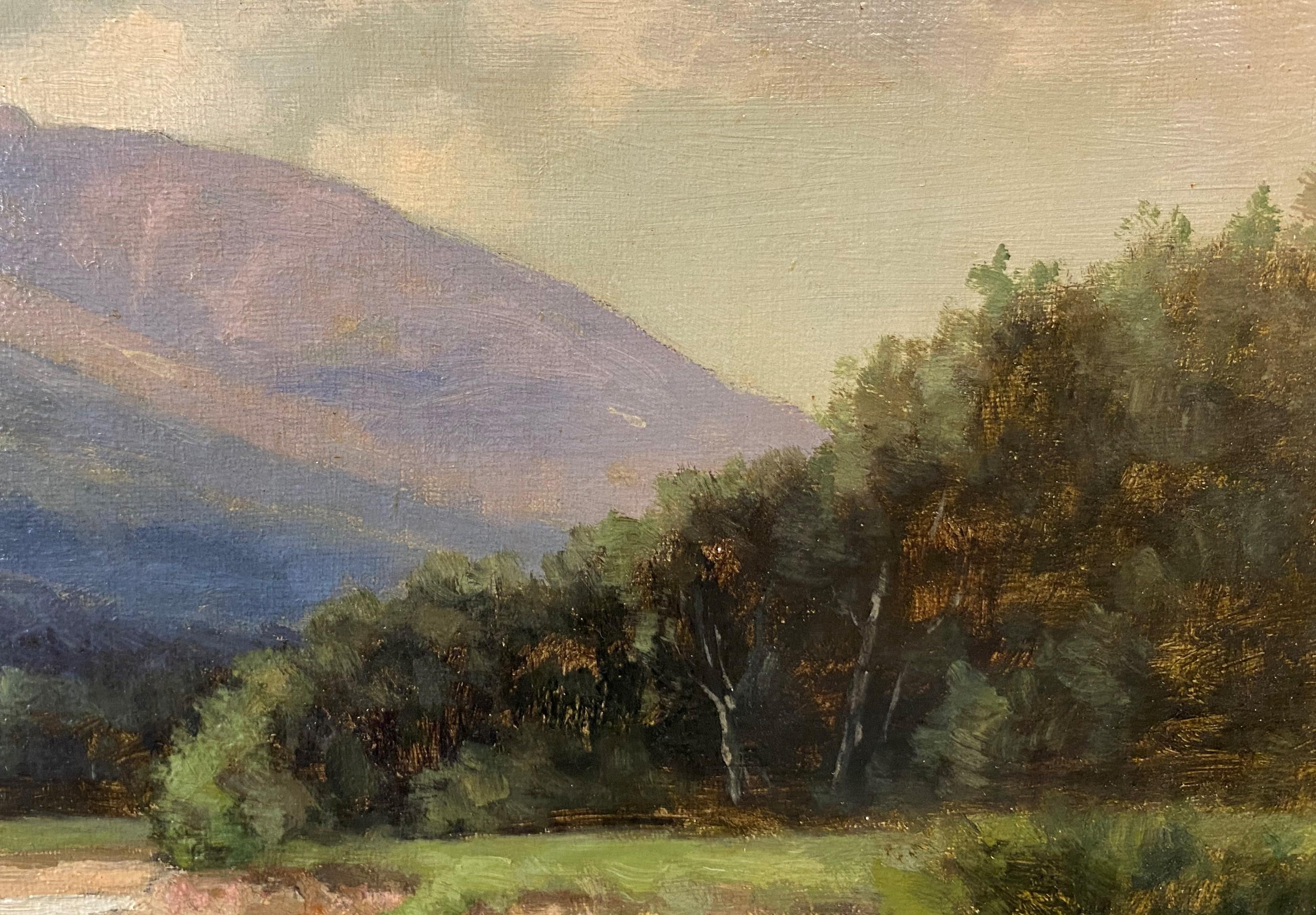 Un raffinato paesaggio della Montagna Bianca dipinto a olio dall'artista americano Frank Henry Shapleigh  (1842-1906). Shapleigh nacque a Boston, nel Massachusetts, e dopo aver prestato servizio nella Guerra Civile, studiò in Europa per poi tornare