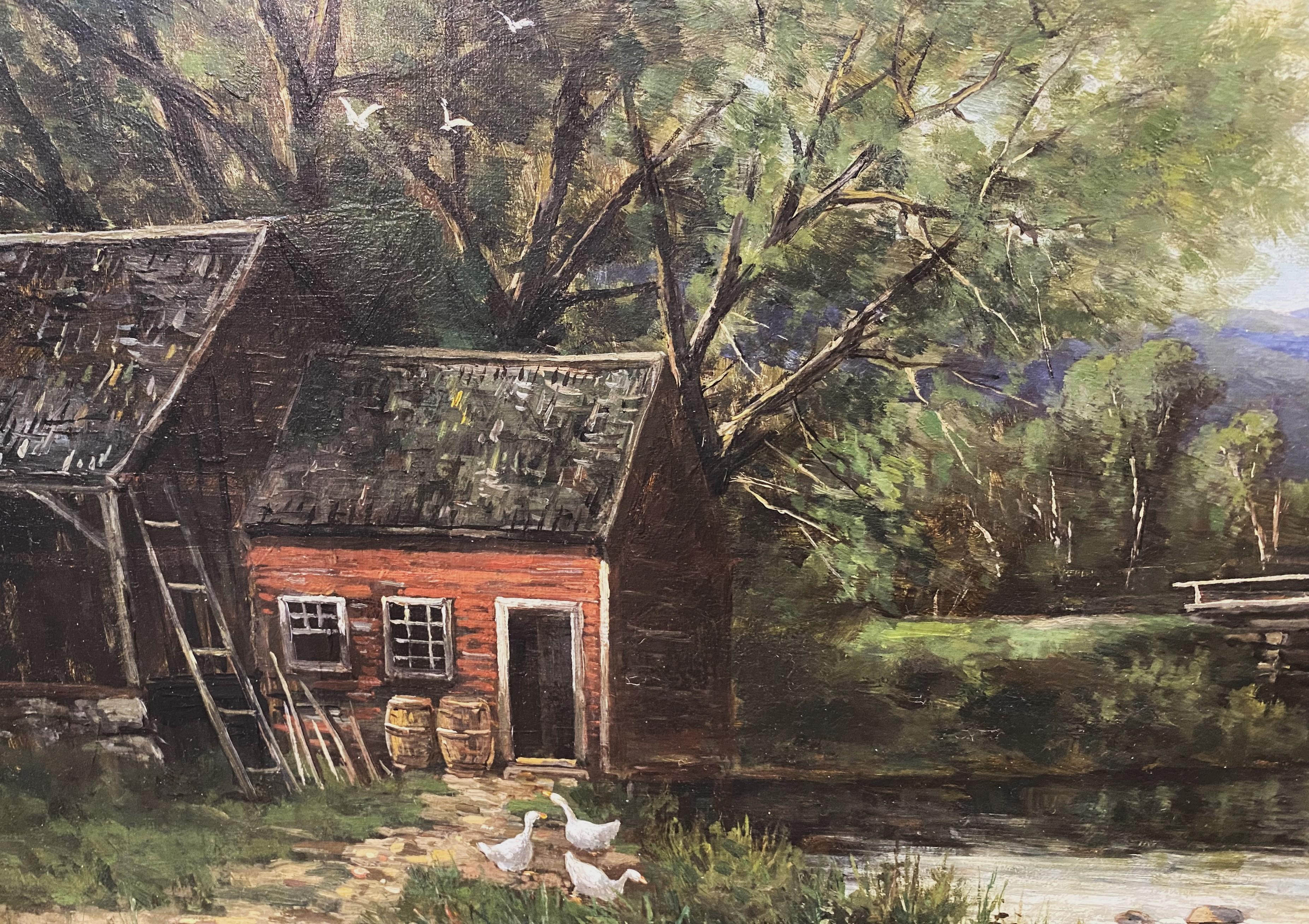 Un magnífico óleo de las Montañas Blancas sobre el monte Washington y el río Saco en Hiram, Maine, del artista estadounidense Frank Henry Shapleigh.  (1842-1906). Shapleigh nació en Boston, Massachusetts, y tras servir en la Guerra Civil, estudió en