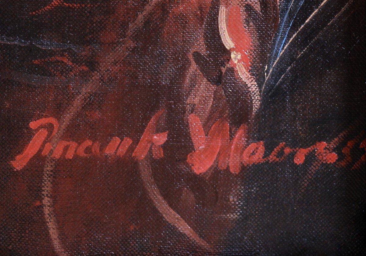 Mujer desnuda en el lavabo pintura al óleo sobre lienzo por Frank H.Mason artista estadounidense - Nude Painting Gris de Frank Mason