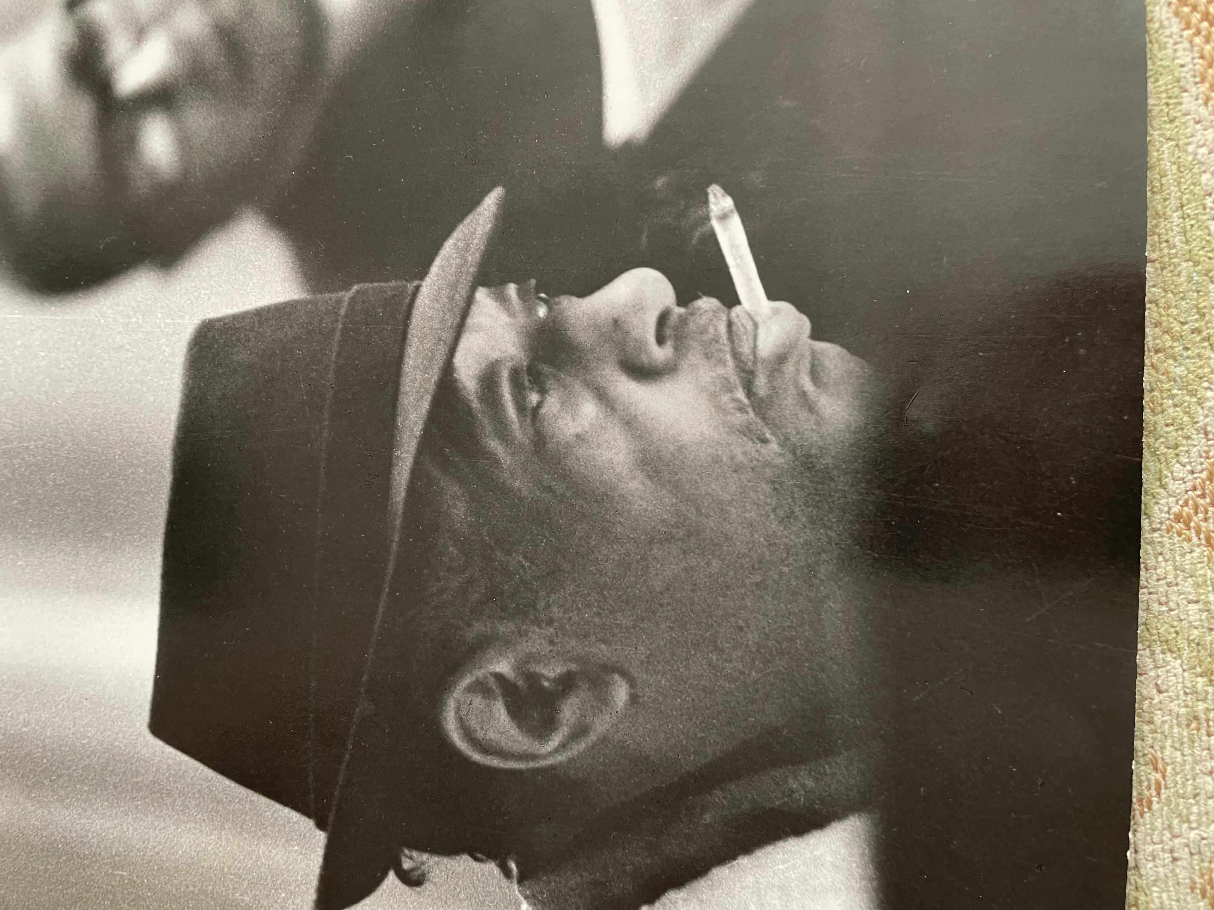Duke Ellington with cigarette at rehearsals VINTAGE b/w hand print - Photograph by Frank Herrmann