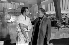 Vintage Sean Connery & Ian Fleming on set of Dr.No b/w photograph 17 x25 inch