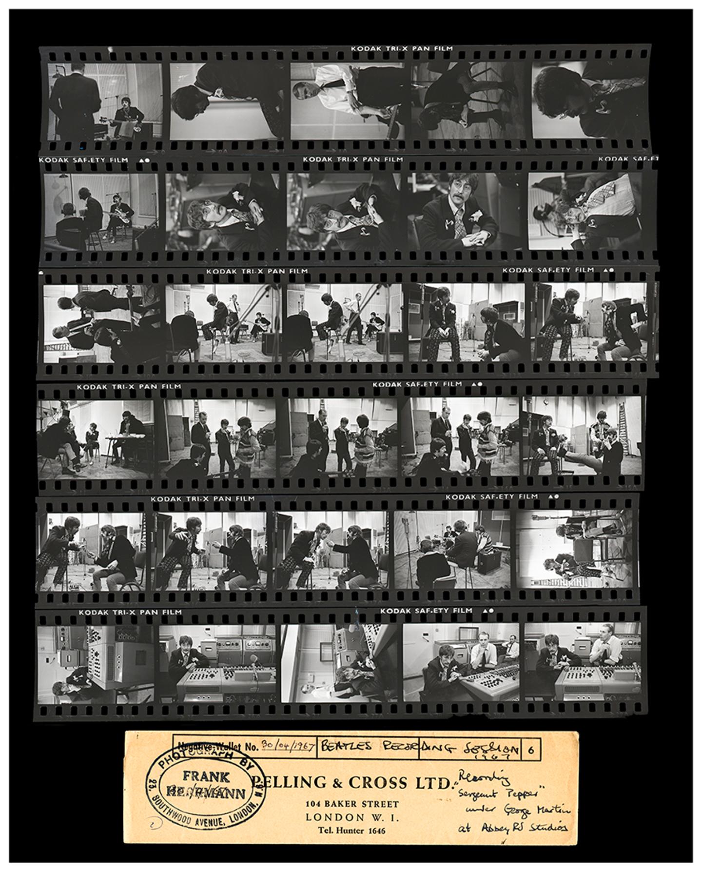The Beatles at Abbey Rd OVERSIZE Contact sheet FOUND b/w photograph