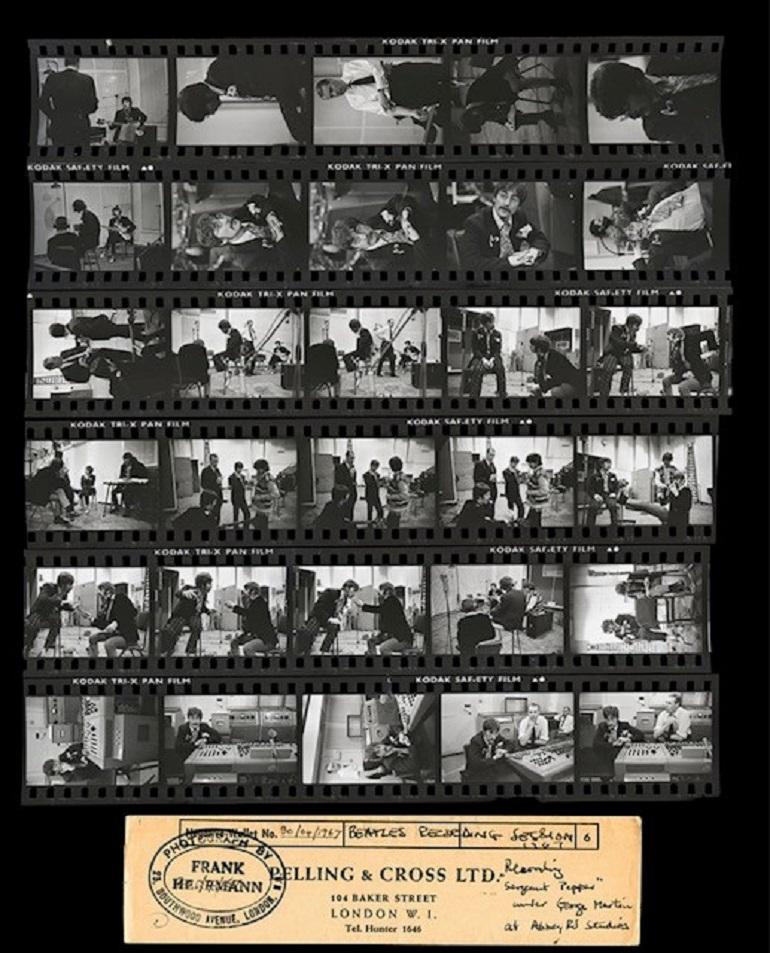 Frank Herrmann Figurative Print - The Beatles at Abbey Road - Contact Sheet - Found