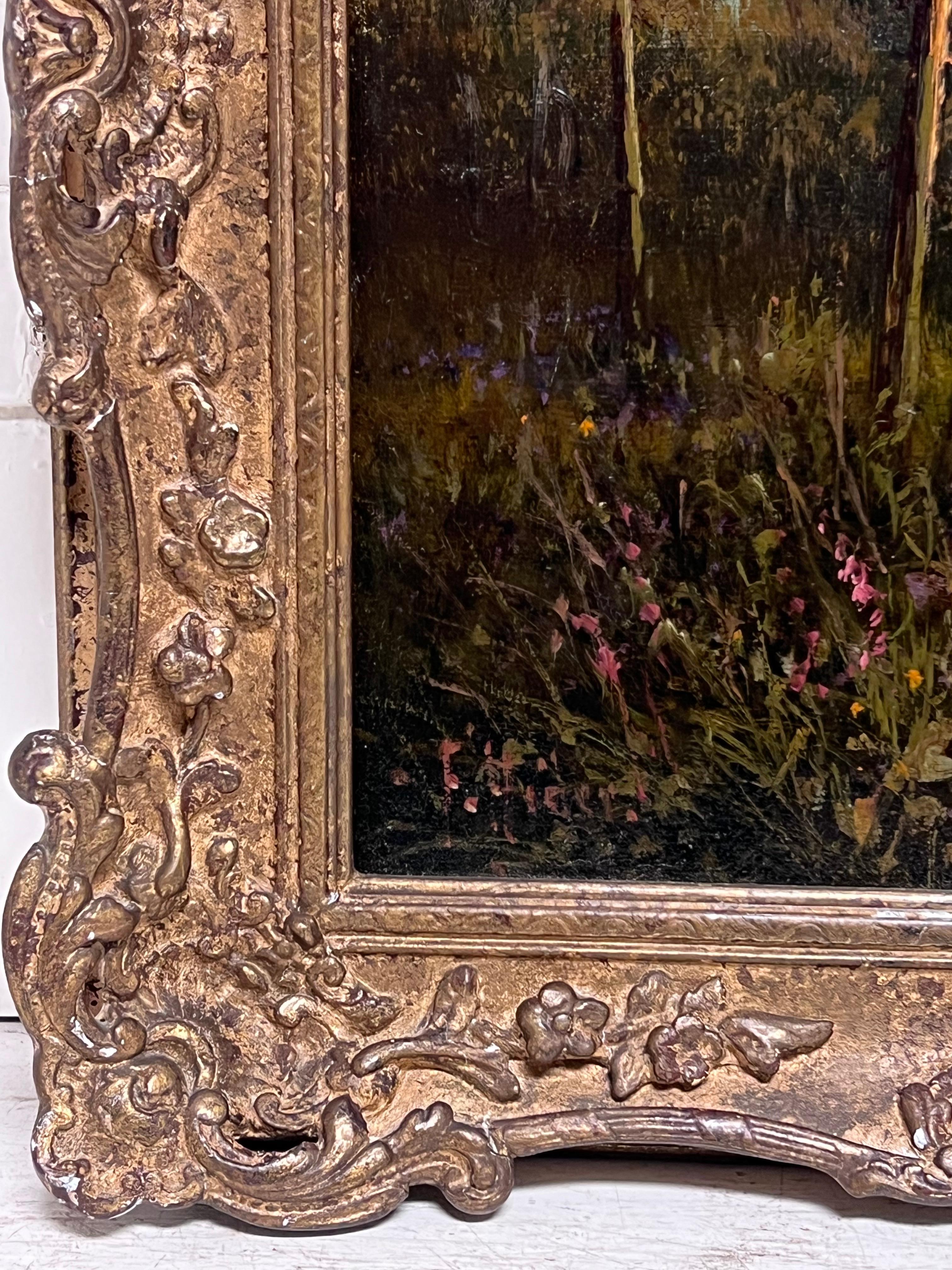Antique British Pintura al Óleo Ciervo en las Tierras Altas de Escocia Amanecer en el Lago 3