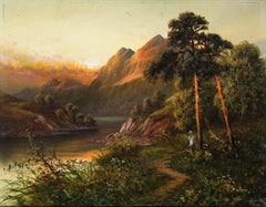 Frank Hider (1861-1933) - Olio della fine del XIX secolo incorniciato, "Fast Falls the Eventide" (Il vento cade veloce)