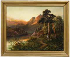 Frank Hider (1861-1933) - Olio della fine del XIX secolo incorniciato, "Fast Falls the Eventide" (Il vento cade veloce)