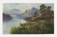 A.I.C. M. (1861-1933)  - Olio dei primi del Novecento, Scena di un lago scozzese