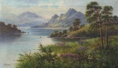 Frank « M.C » Hider (1861-1933) - Début du 20e siècle Huile, Scène de loch écossais