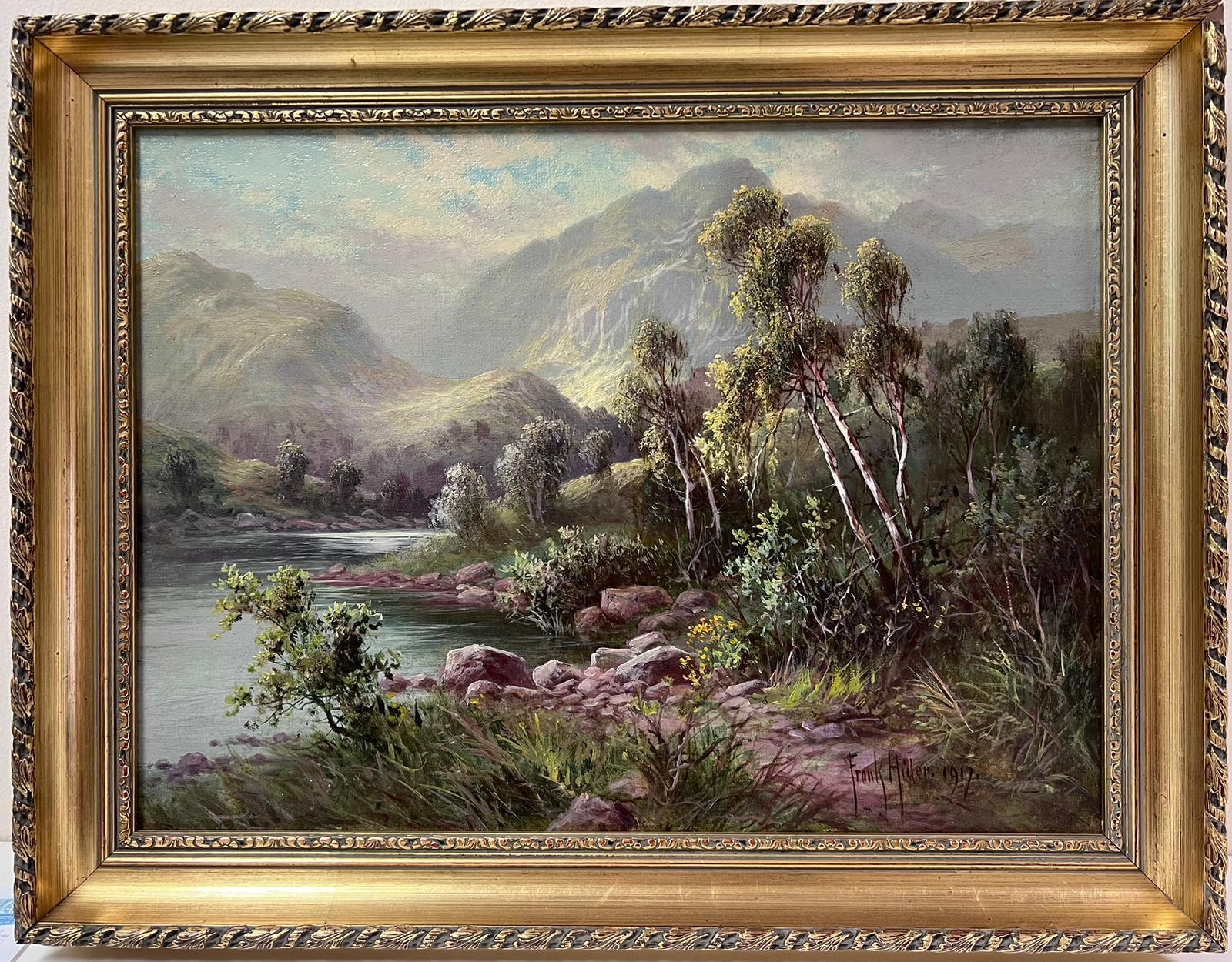L'été dans les Highlands écossais 1917 - Peinture à l'huile originale de l'artiste répertorié - Painting de Frank Hider