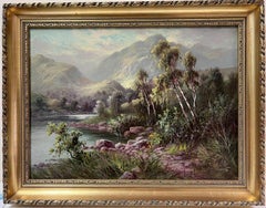 Estate nelle Highlands scozzesi Pittura ad olio originale del 1917 Artista quotato