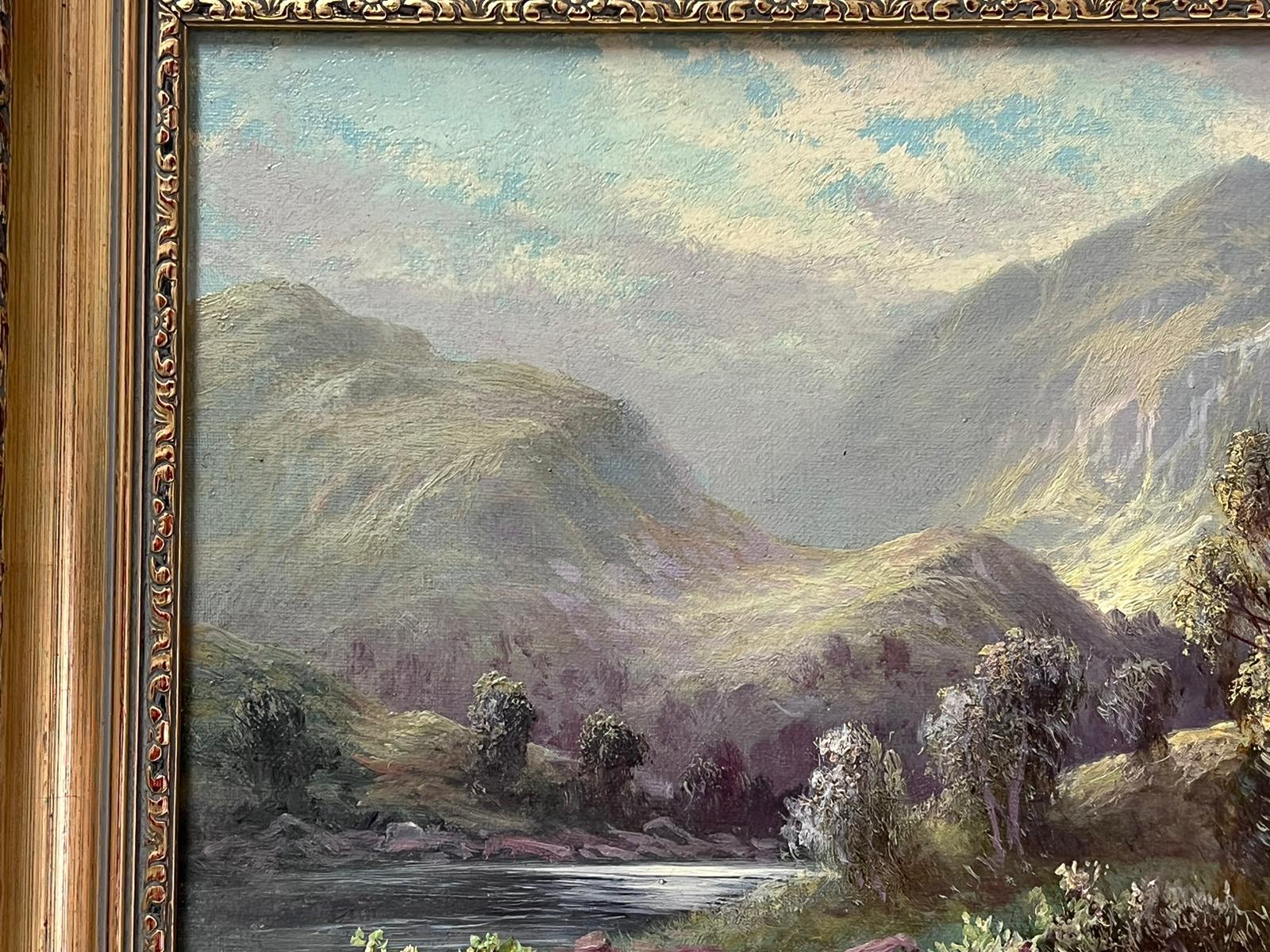 Verano en las Tierras Altas de Escocia Pintura al óleo original de 1917 Artista listado - Painting Impresionista de Frank Hider