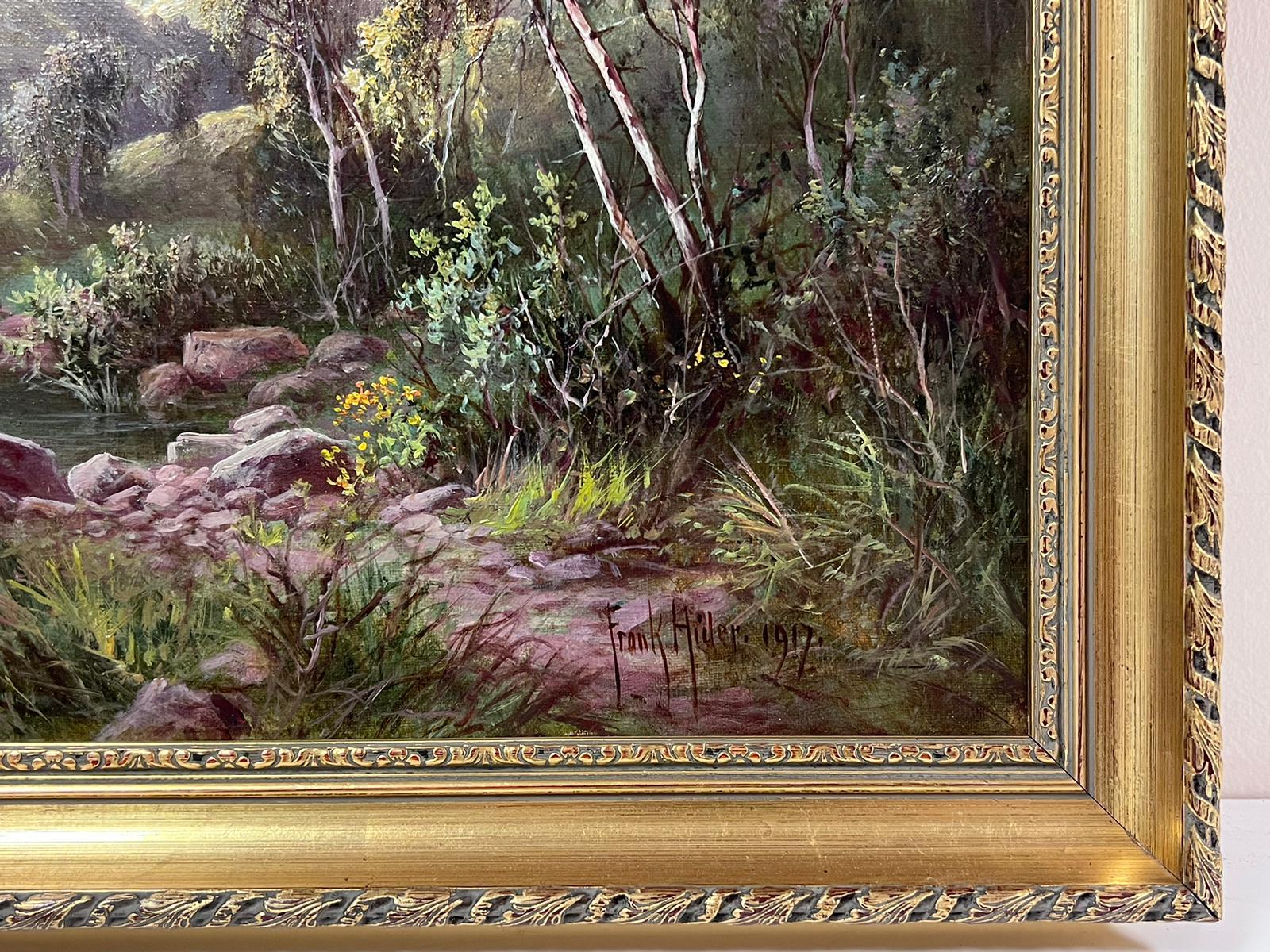 Verano en las Tierras Altas de Escocia
firmado y fechado en 1917
de Frank Hider ( británico 1861 - 1933).
óleo sobre lienzo, enmarcado
enmarcado: 15 x 19 pulgadas
tablero 12 x 16 pulgadas
procedencia: colección privada
estado: muy bueno y en buen