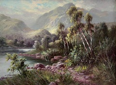 Vintage Summer in the Scottish Highlands Original 1917 Oil Painting Listed Artist