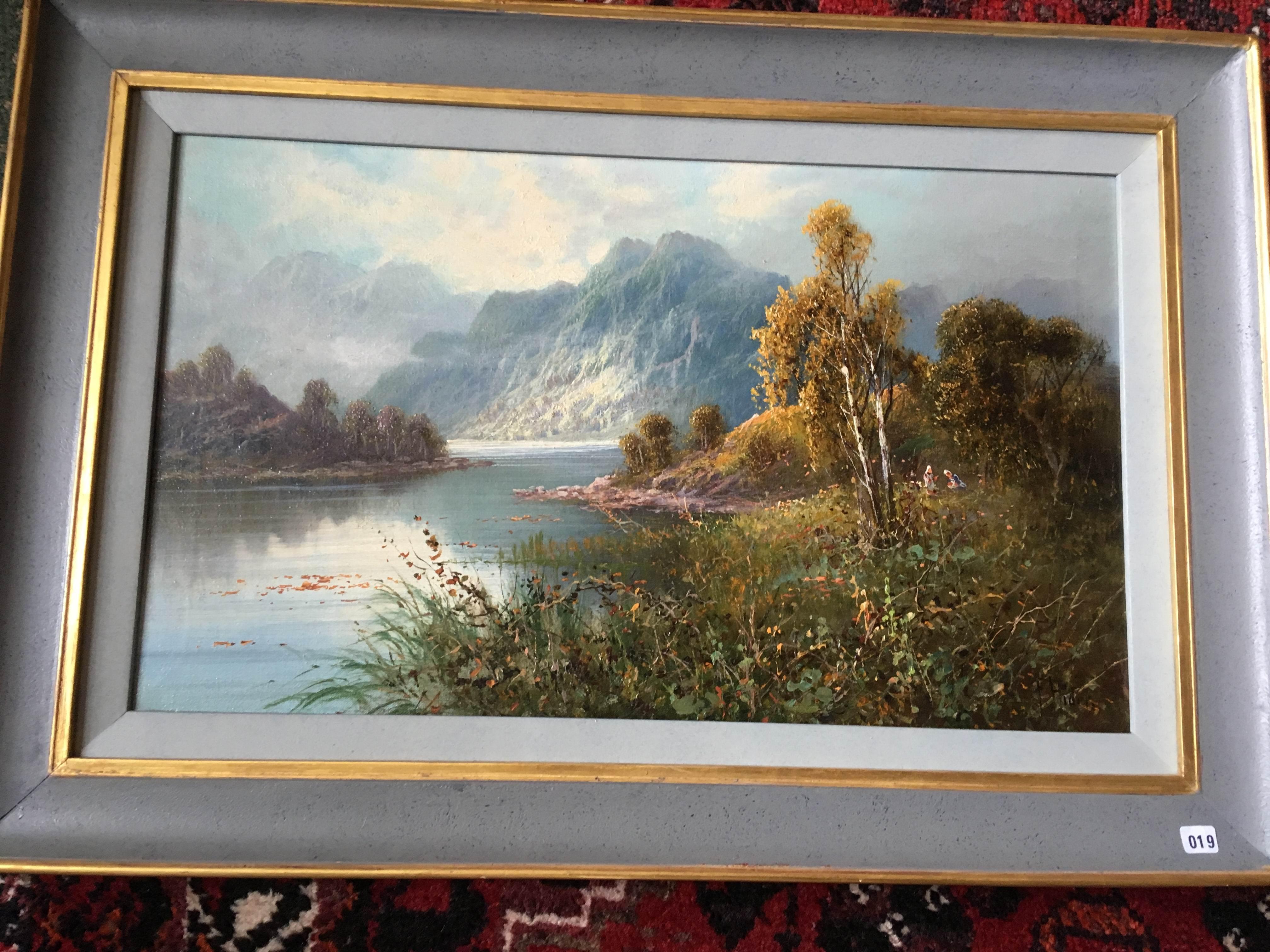 Paisaje romántico victoriano Vista del atardecer en la montaña Pintura al óleo enmarcada en venta 4