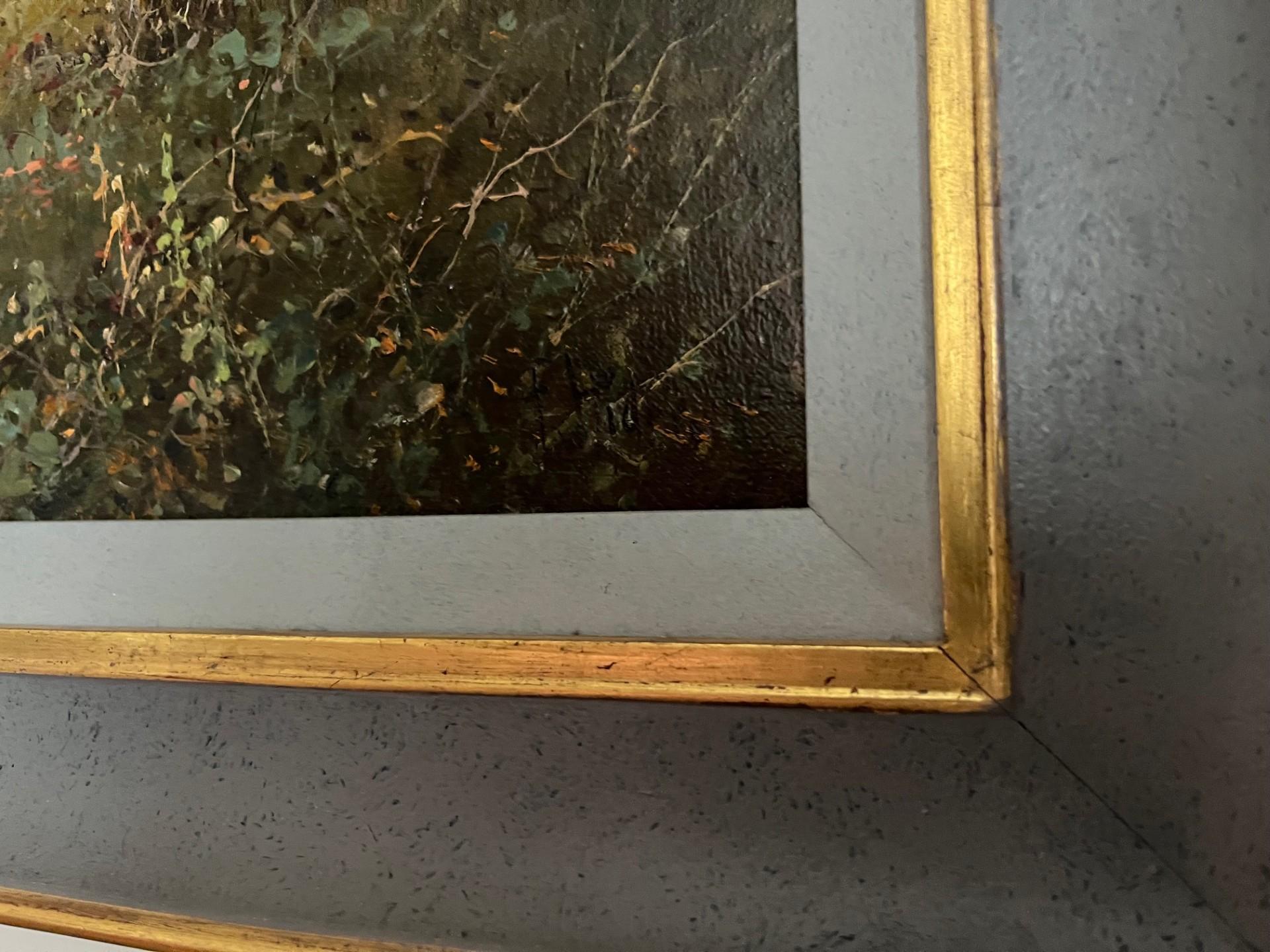 Paisaje romántico victoriano Vista de una montaña Pintura al óleo sobre lienzo enmarcada de Frank Hider, famoso por sus paisajes románticos con nombres extravagantes, ver más abajo.  No obstante, captó el encanto y la majestuosidad de la campiña y