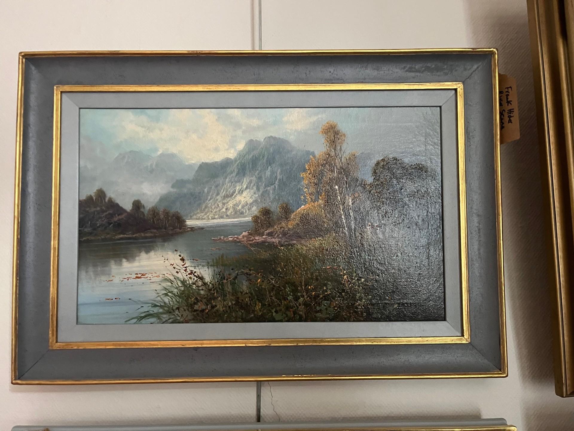 Paisaje romántico victoriano Vista de montaña Pintura al óleo enmarcada en venta 1