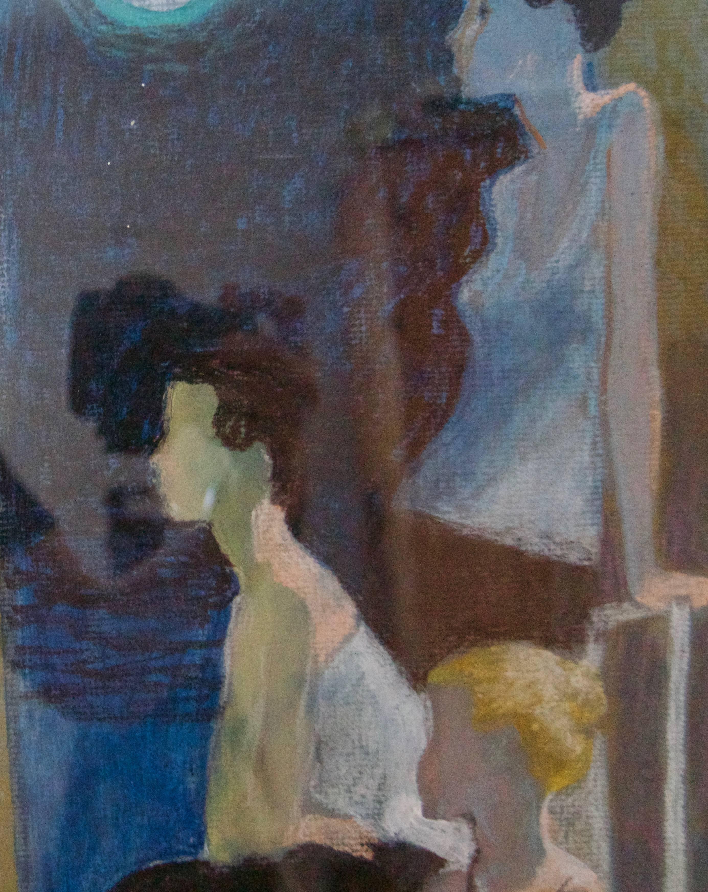 Dancers Resting - Mid-Late 20th Century Impressionist of Ballet by Frank Hill For Sale 2