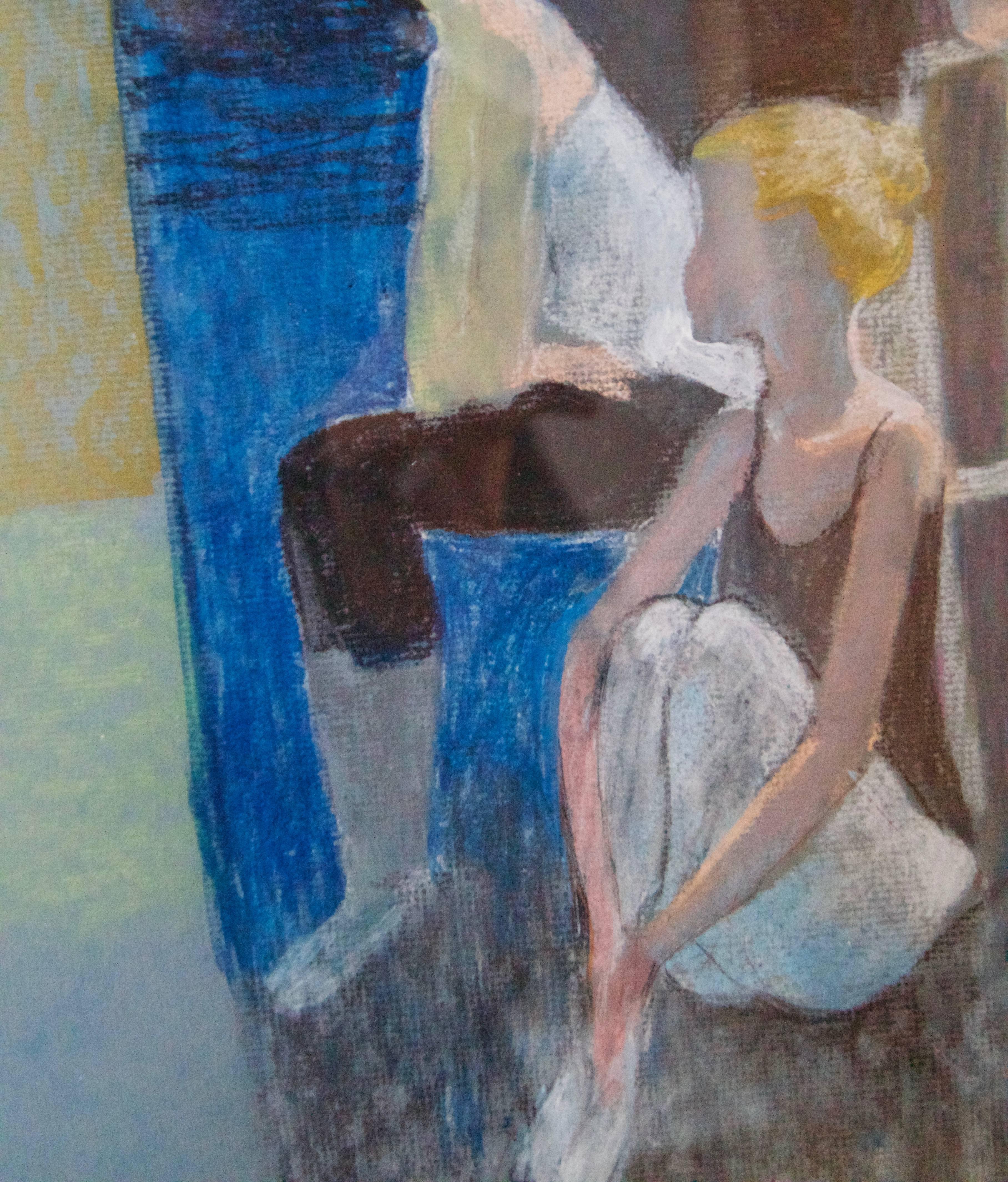Bailarinas descansando - Impresionismo de Ballet de mediados del siglo XX por Frank Hill en venta 5