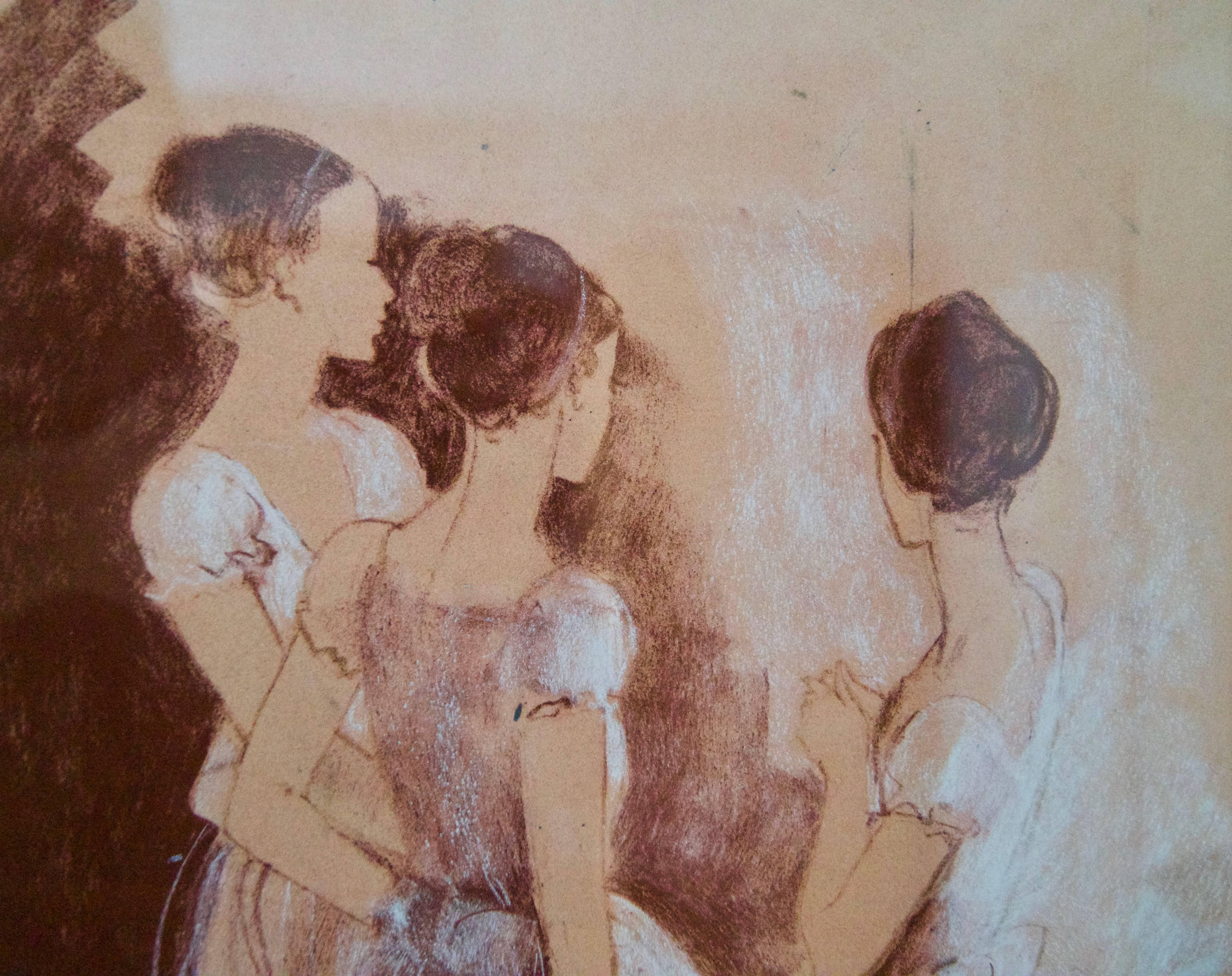 Prove - Olio impressionista di balletto della metà del XX secolo di Frank Hill 2