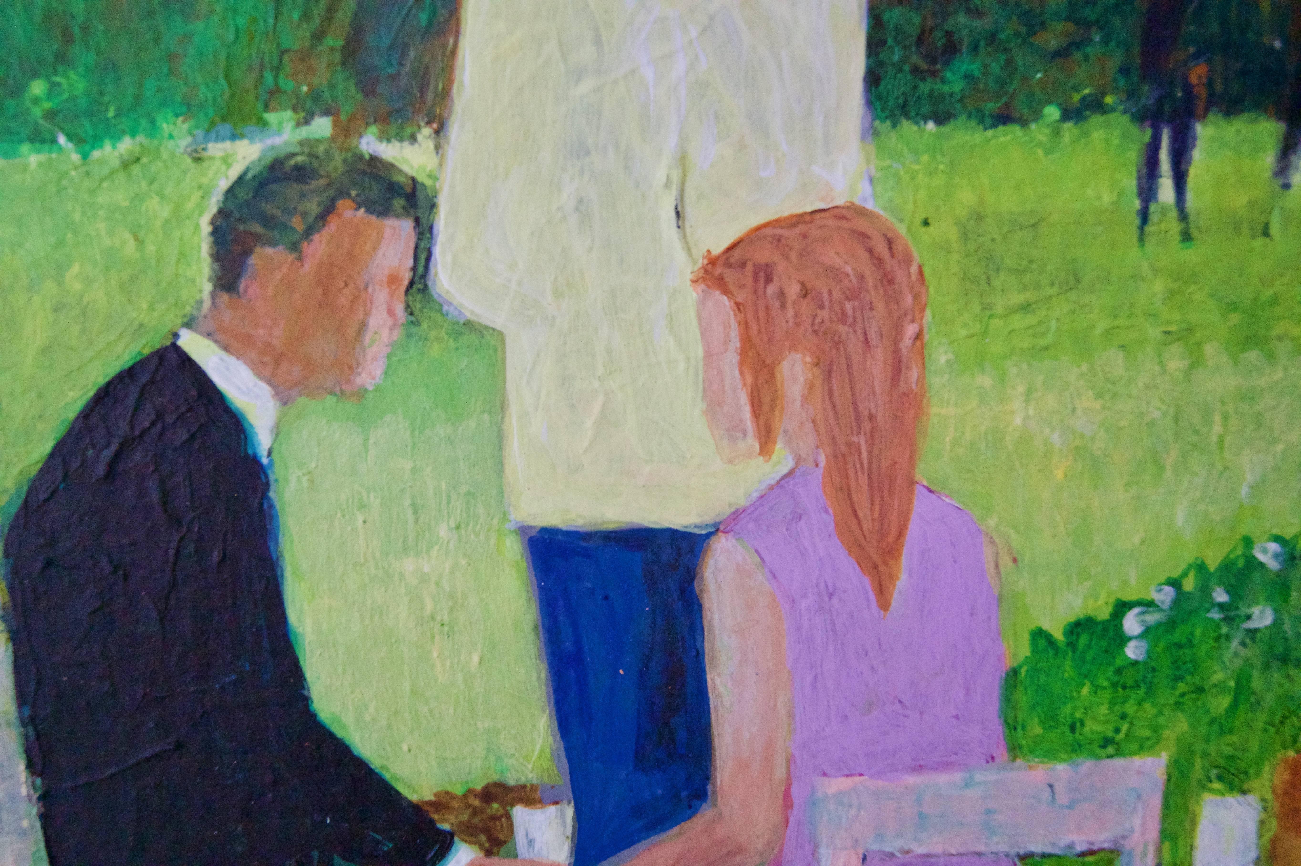 Comedor de primavera - Óleo de mediados de finales del siglo XX de Garden Cafe por Frank Hill en venta 3