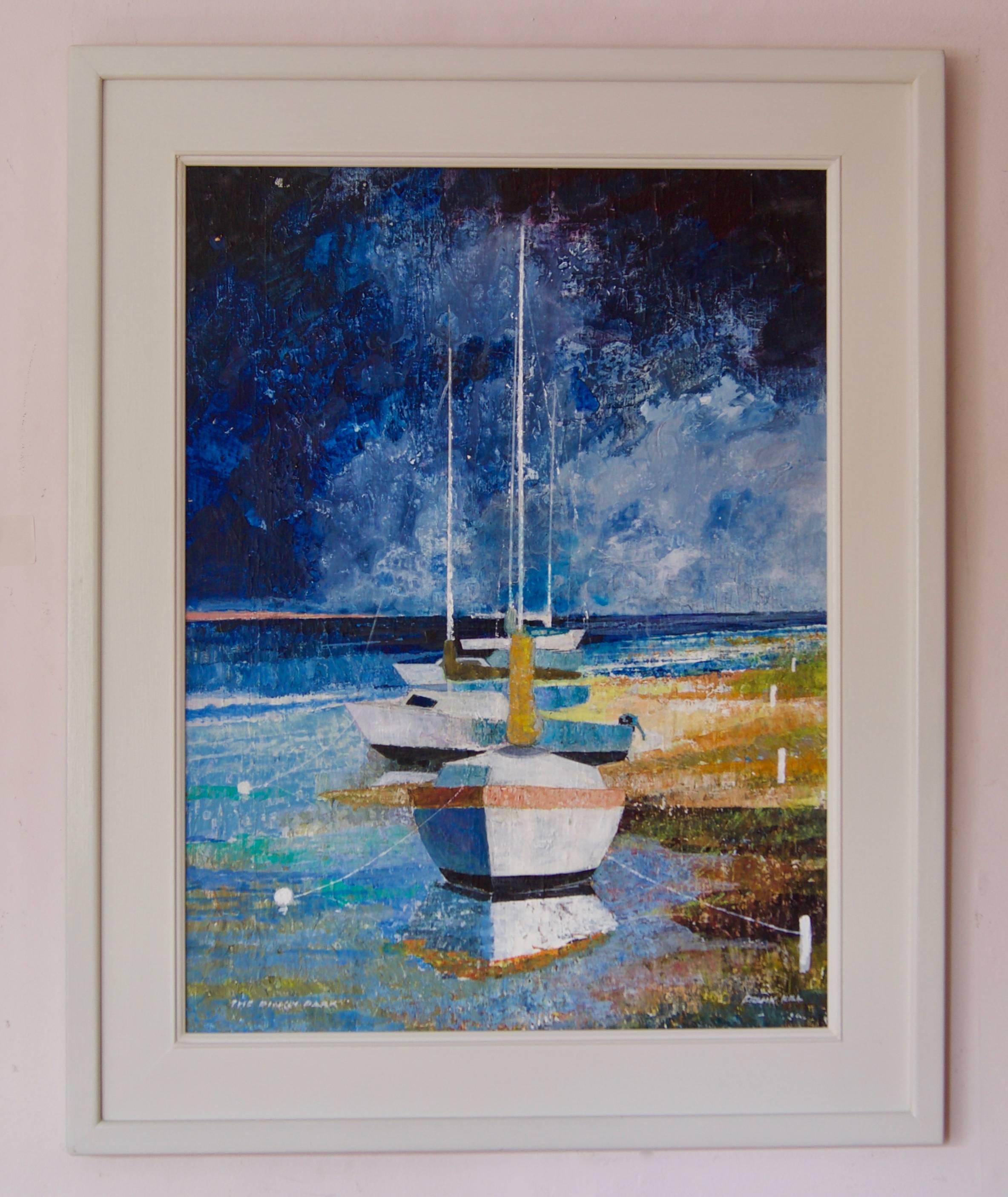 El parque Dingy - Yates de vela al óleo impresionistas de mediados y finales del siglo XX - Hill - Painting de Frank Hill