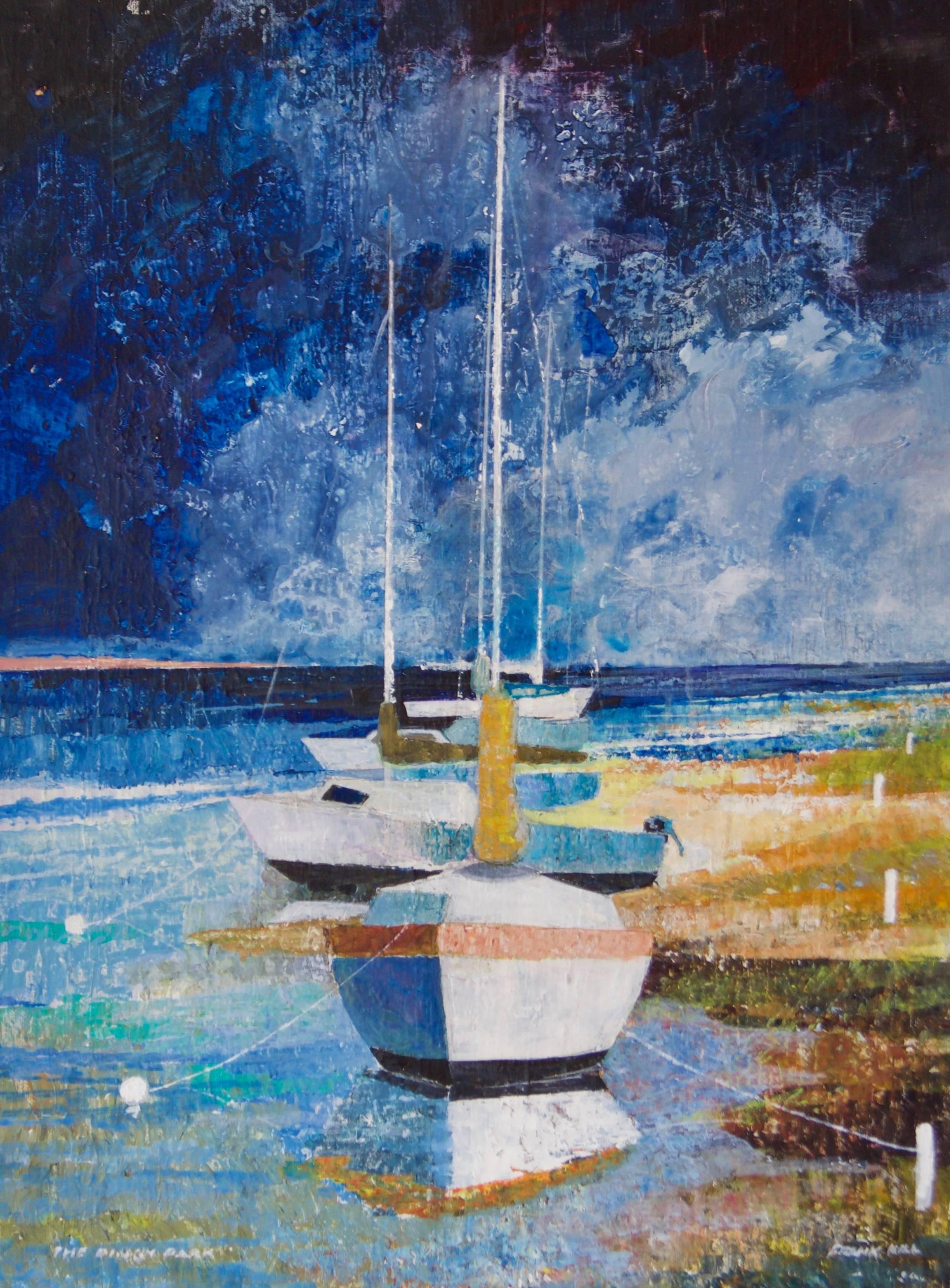 Frank Hill Figurative Painting - The Dingy Park - Mid-Late 20th Century Impressionist Oil Sailing Yachts - Hill