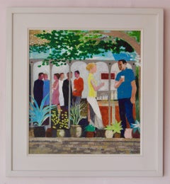 The Garden Party II - Mid - Late 20th Century Impressionist Oil by Frank Hill