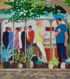 The Garden Party II - Mid - Late 20th Century Impressionist Oil by Frank Hill