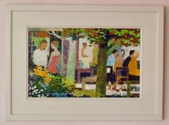 The Garden Party - Mid Late 20th Century Impressionist Oil by Frank Hill